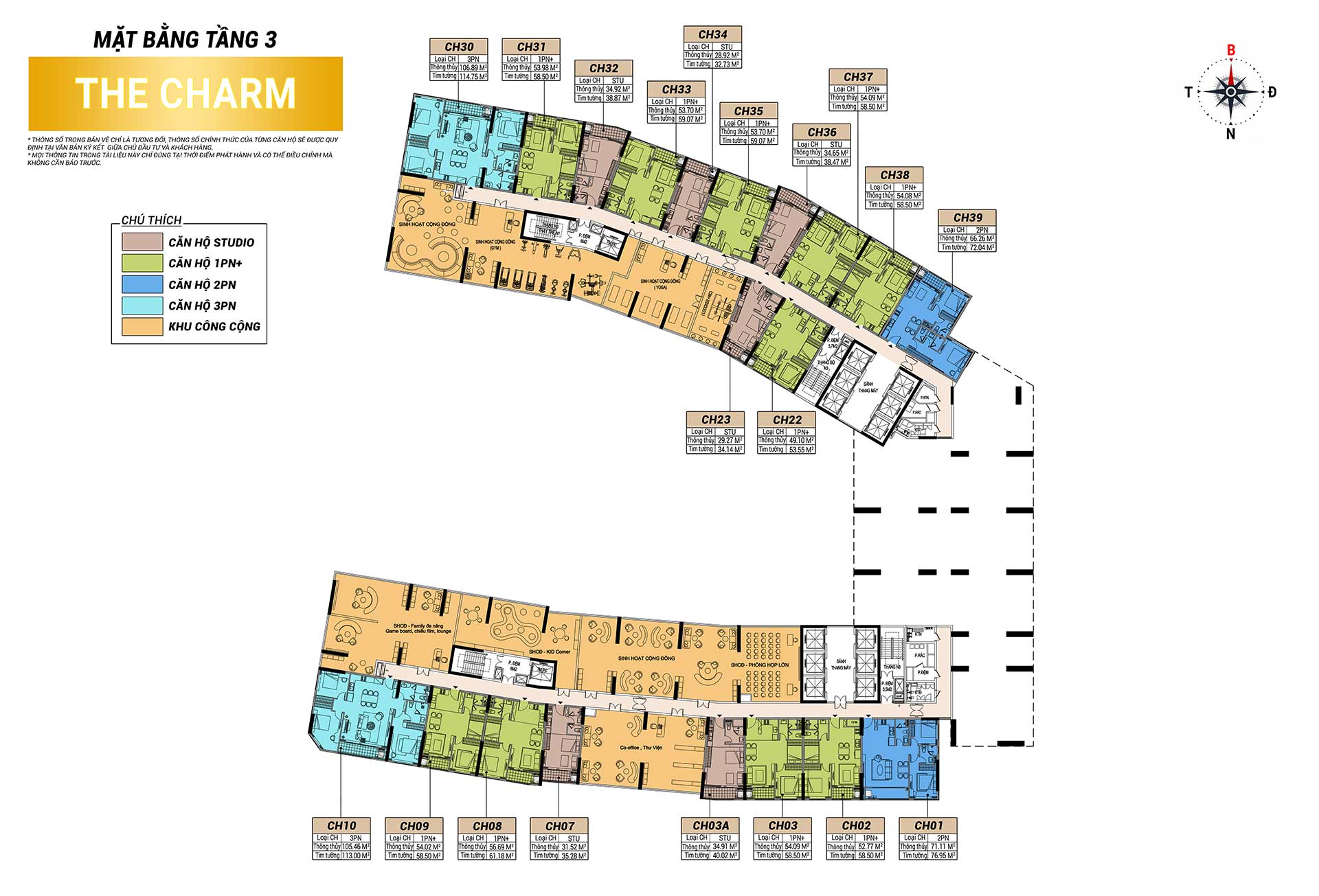 Mặt bằng căn hộ tòa tháp The Charm 