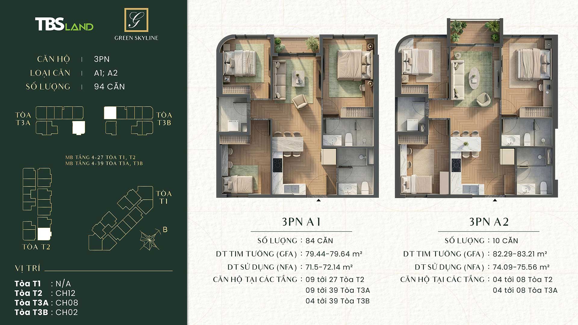 Căn hộ 1 phòng ngủ Green Skyline