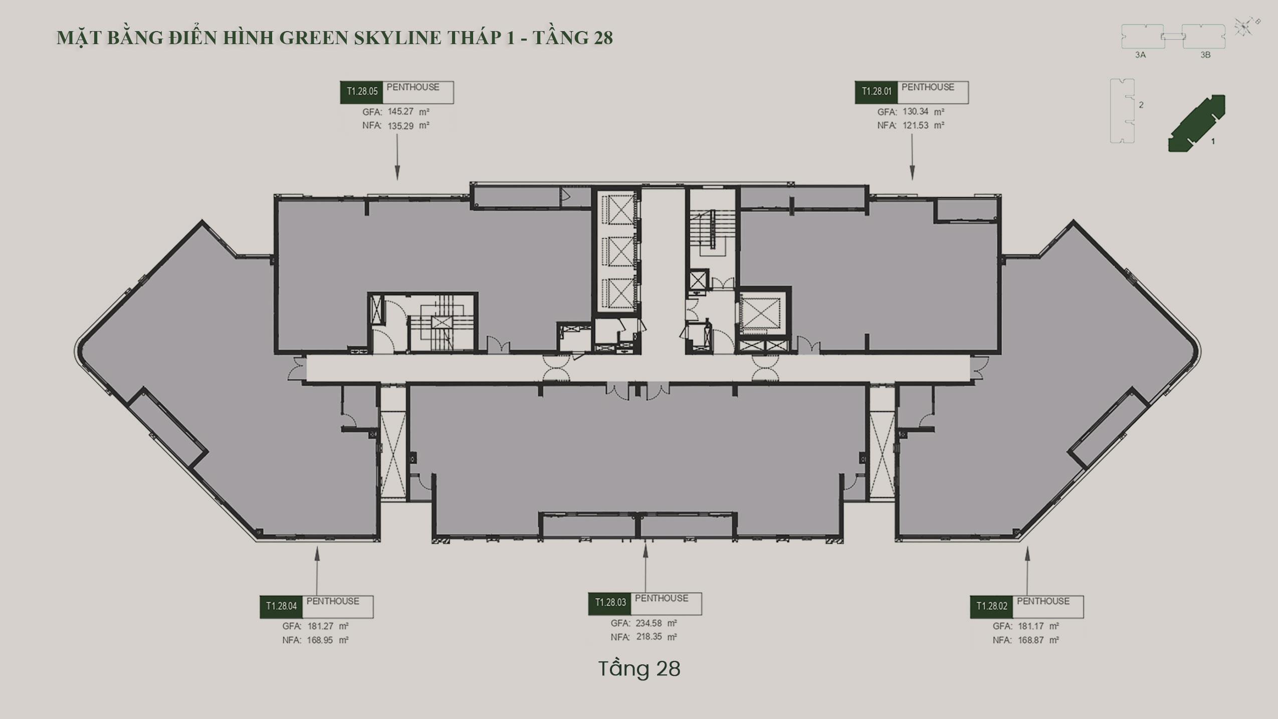 Mặt bằng tầng Căn hộ Green Skyline by TBS Land tháp T1