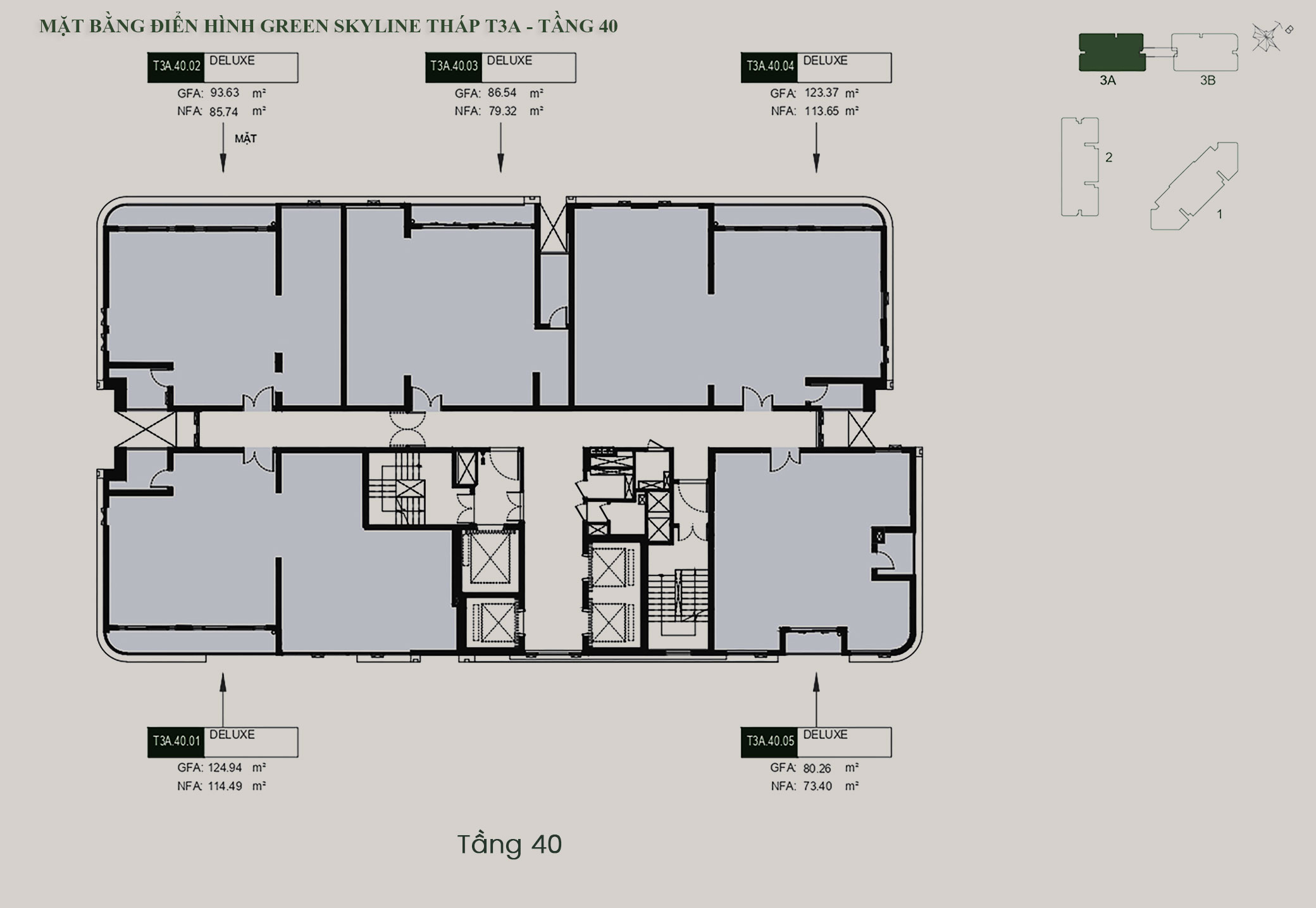 Mặt bằng tầng Căn hộ Green Skyline by TBS Land tháp T3A