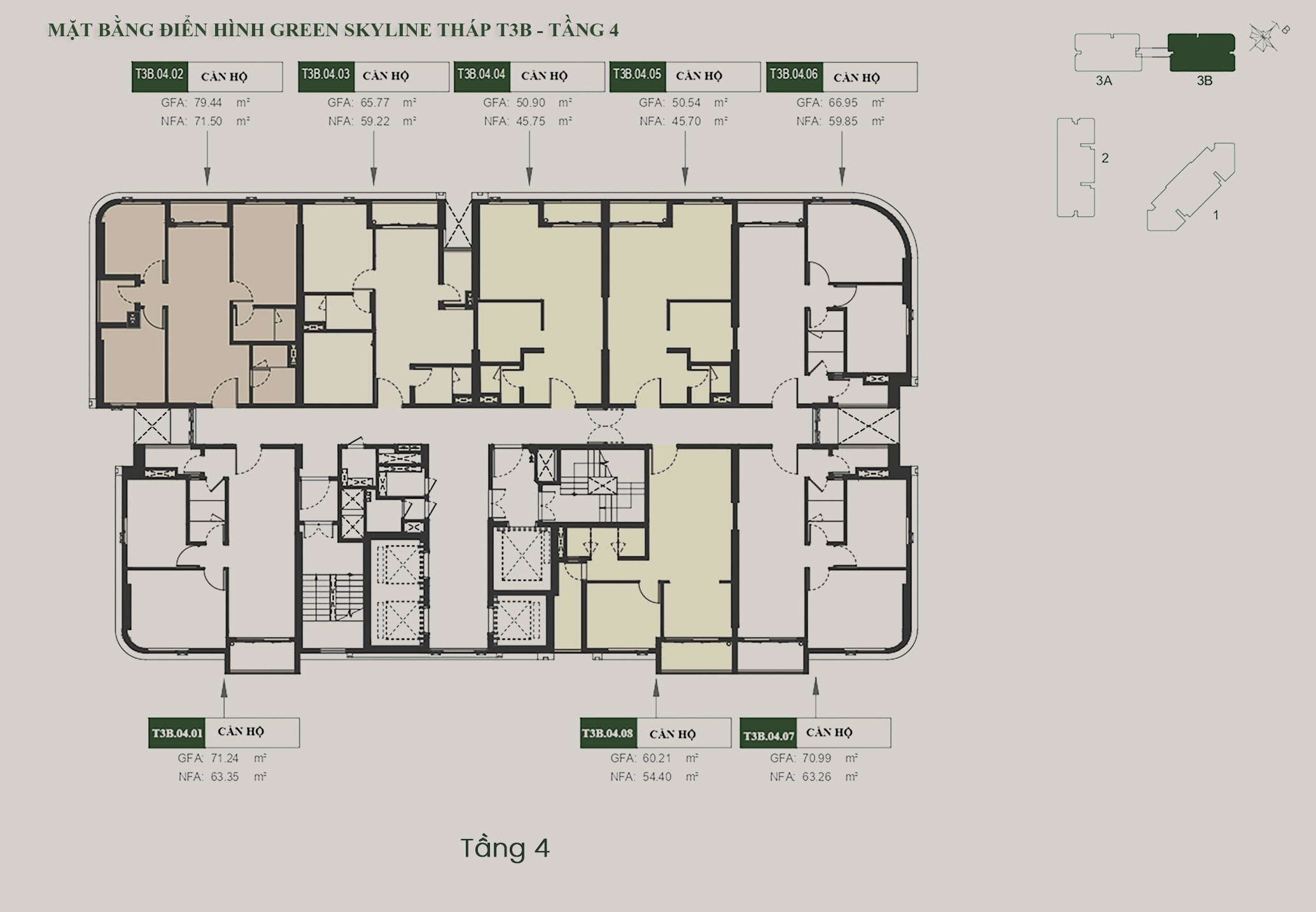 Mặt bằng tầng Căn hộ Green Skyline by TBS Land tháp T3B
