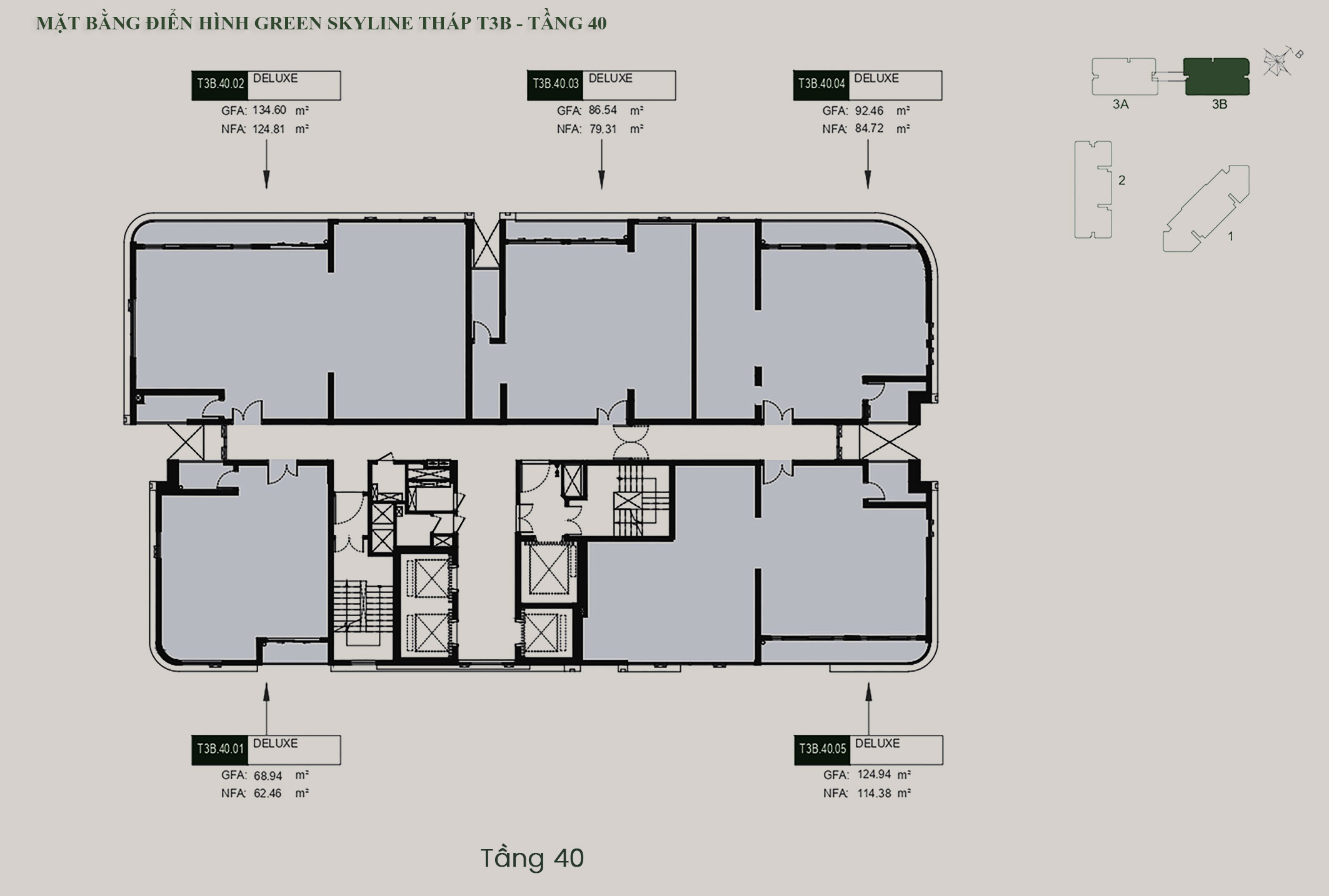Mặt bằng tầng Căn hộ Green Skyline by TBS Land tháp T3B