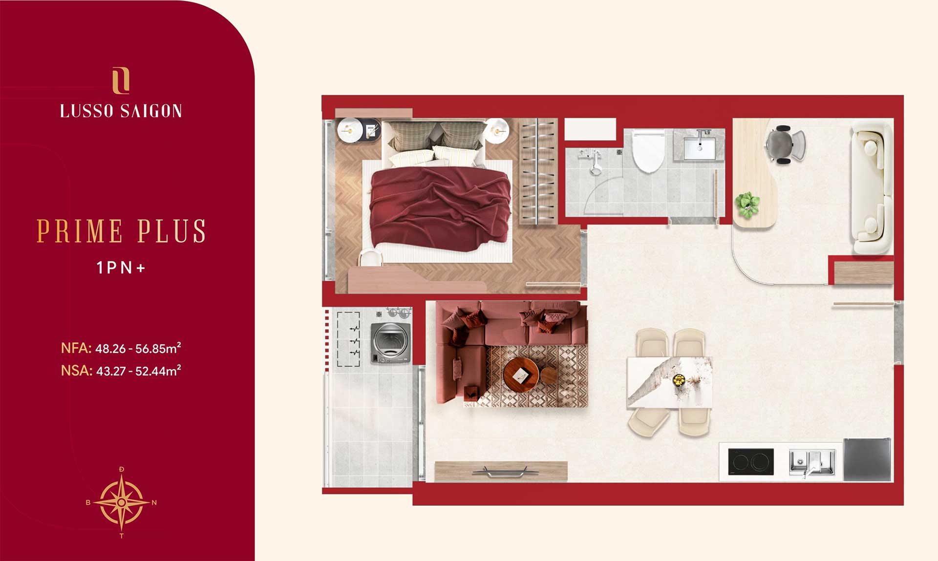 Căn Hộ Lusso SaiGon 1 phòng ngủ