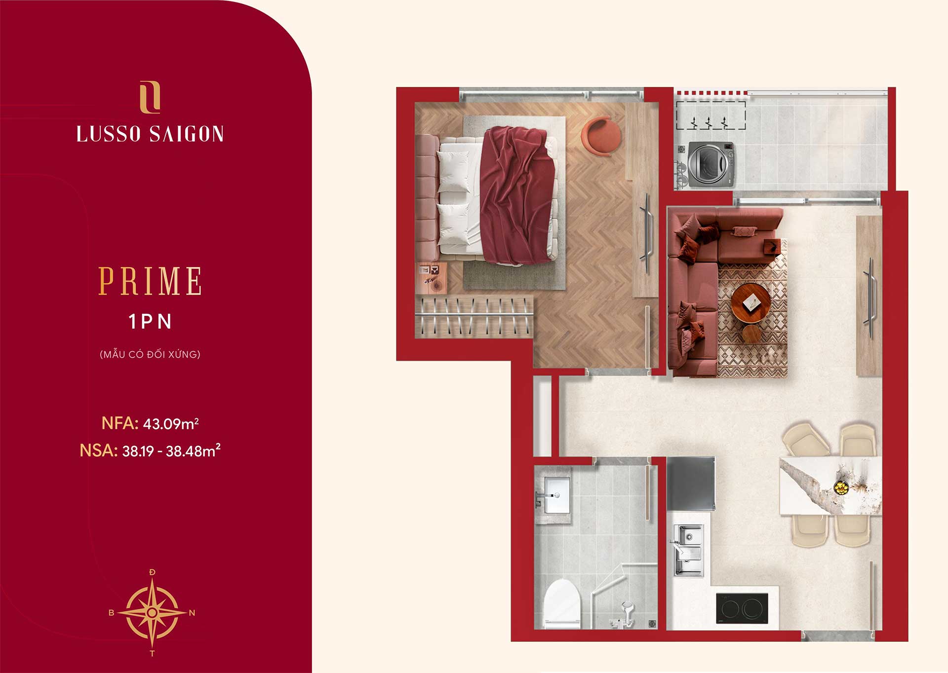 Căn Hộ Lusso SaiGon 1 phòng ngủ