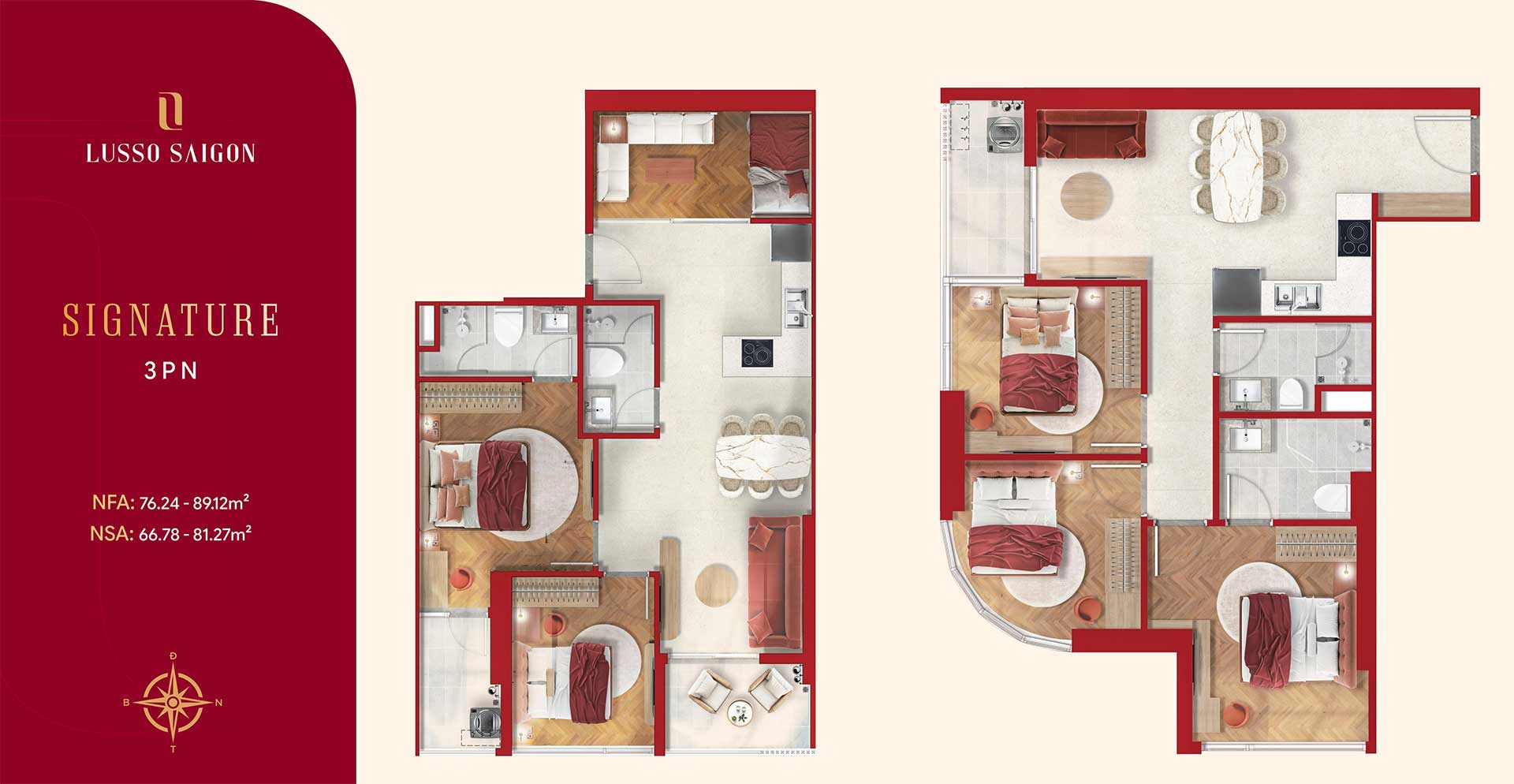 Căn Hộ Lusso SaiGon 3 phòng ngủ