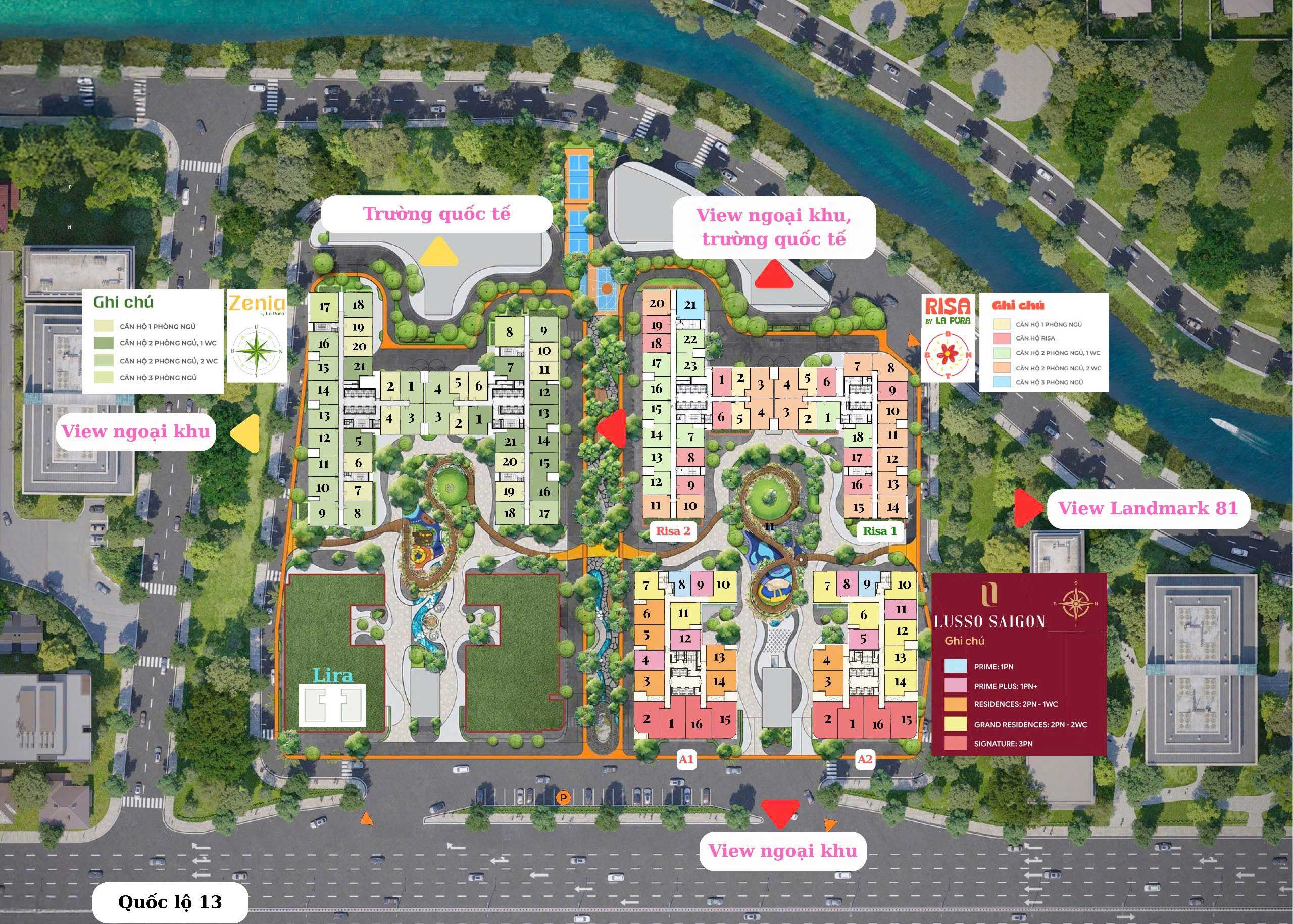 Mặt bằng Lusso SaiGon - Căn Hộ Branded Residences Mặt Tiền QL13