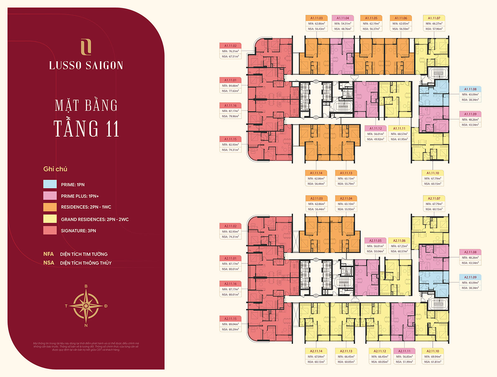 Mặt bằng Lusso Saigon tầng 11