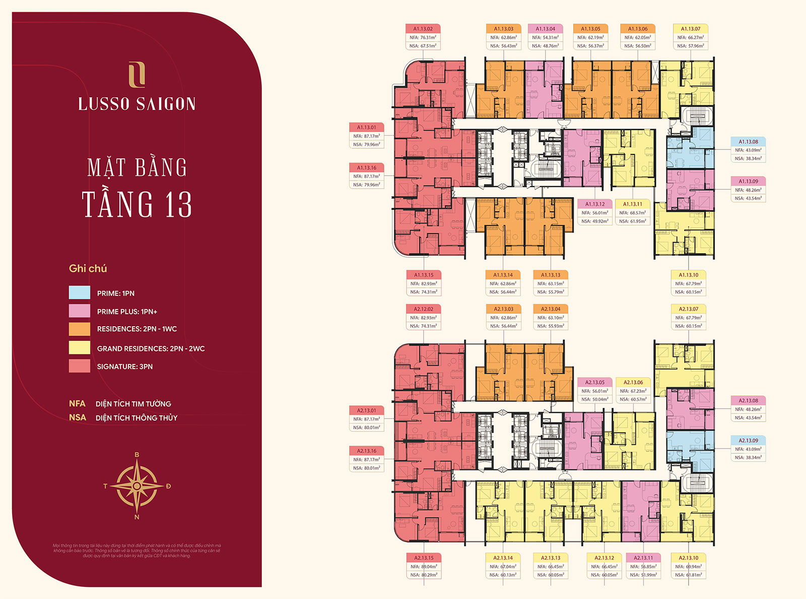 Mặt bằng Lusso Saigon tầng 13