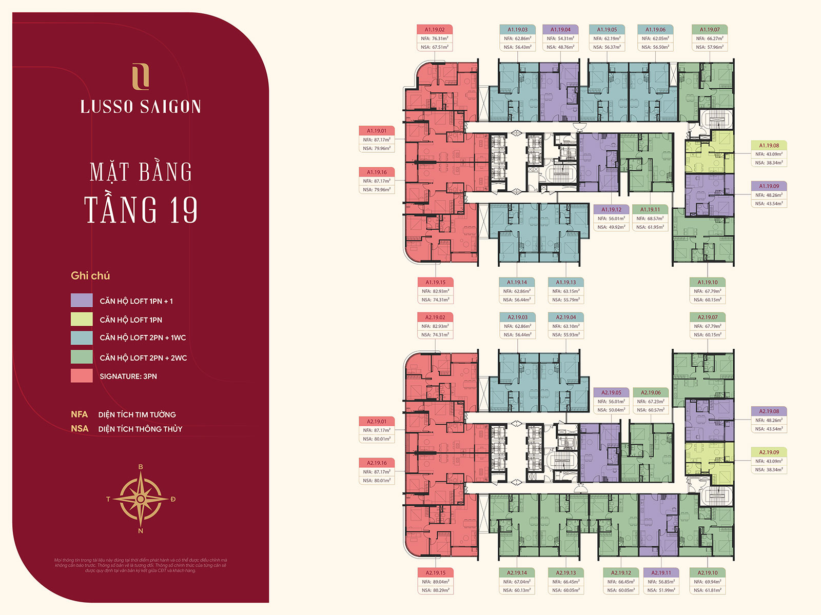 Mặt bằng Lusso Saigon tầng 19