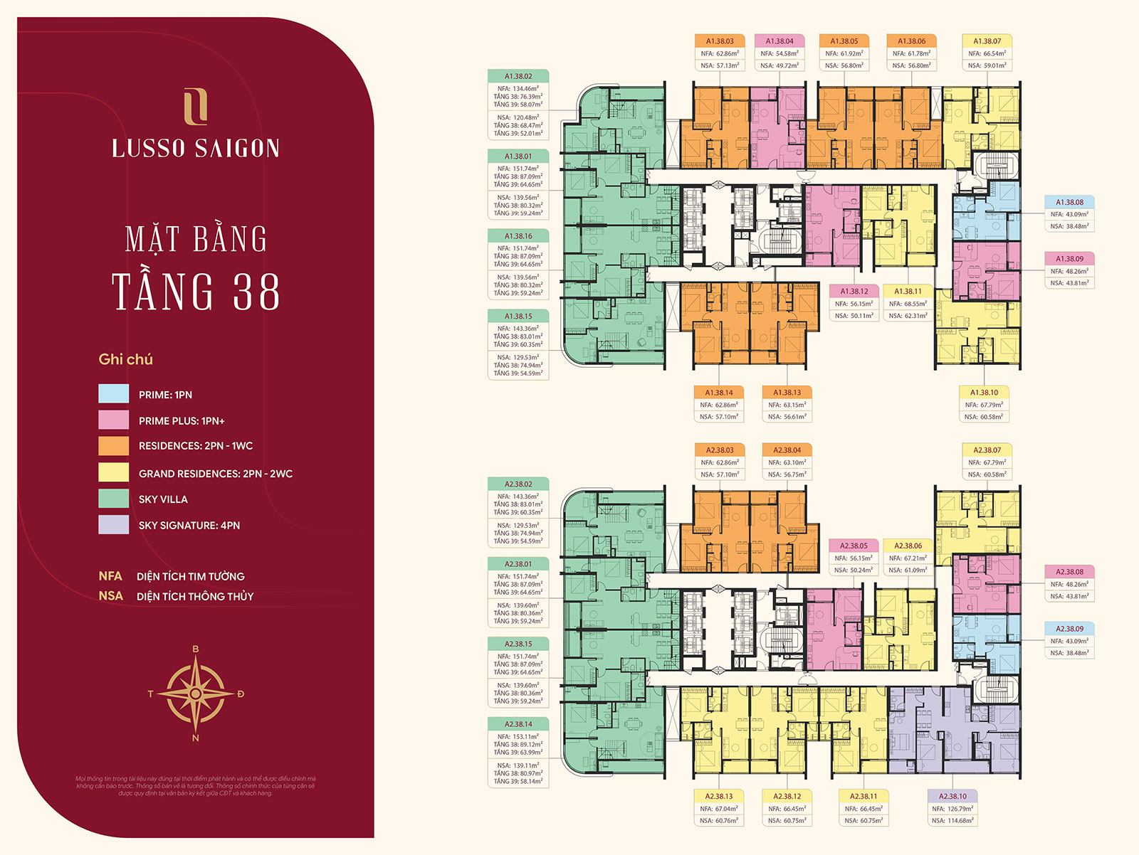 Mặt bằng Lusso Saigon tầng 38