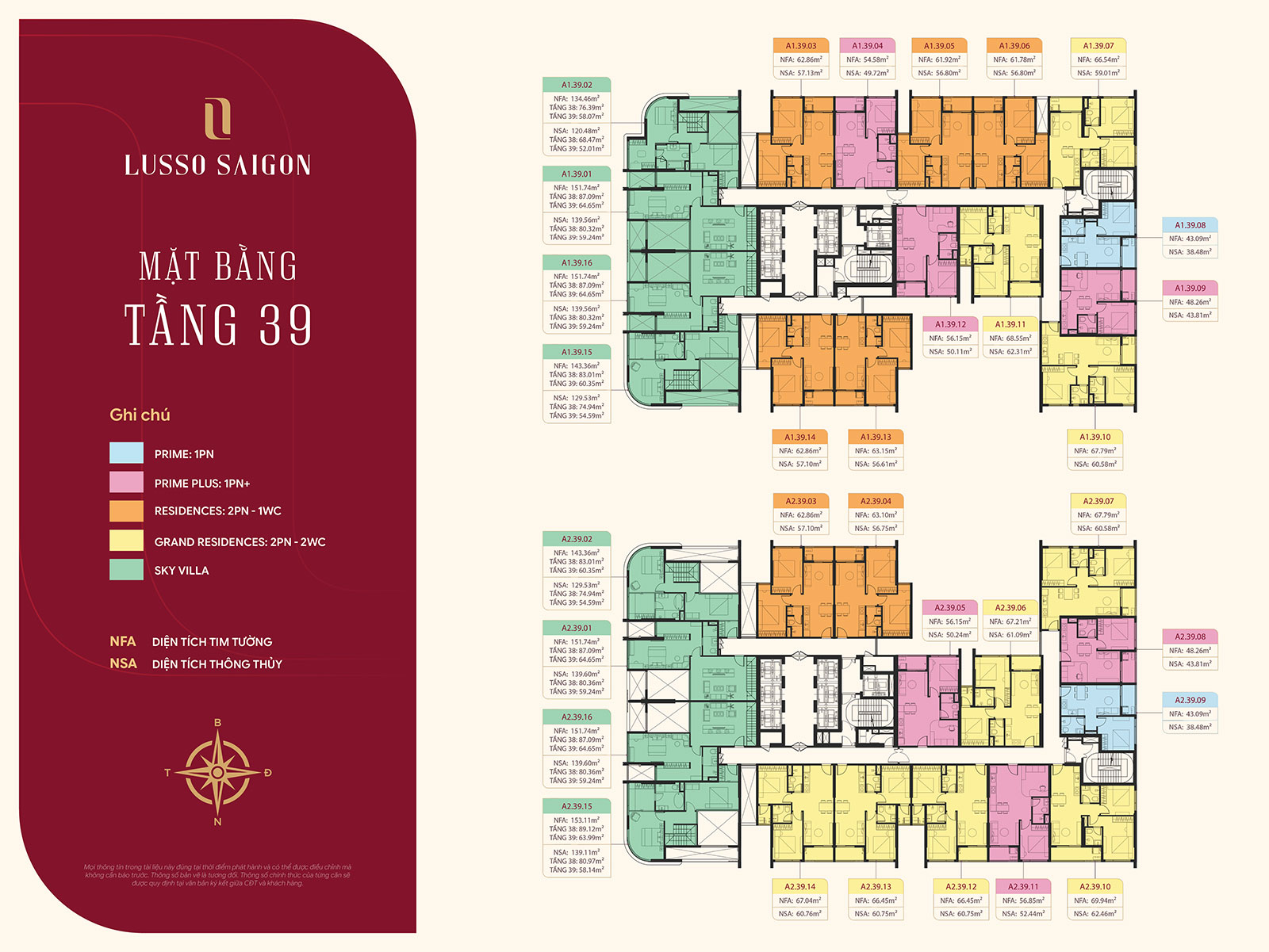 Mặt bằng Lusso Saigon tầng 39