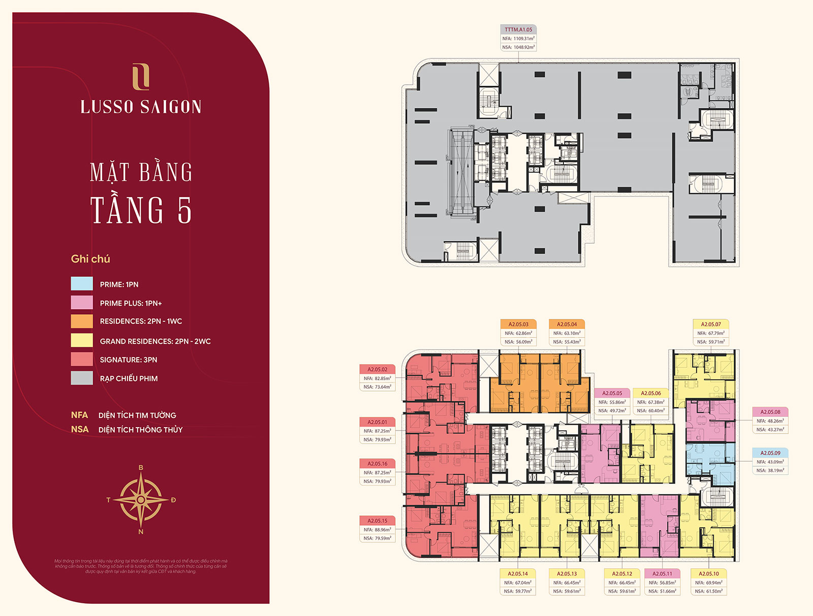 Mặt bằng Lusso Saigon tầng 5