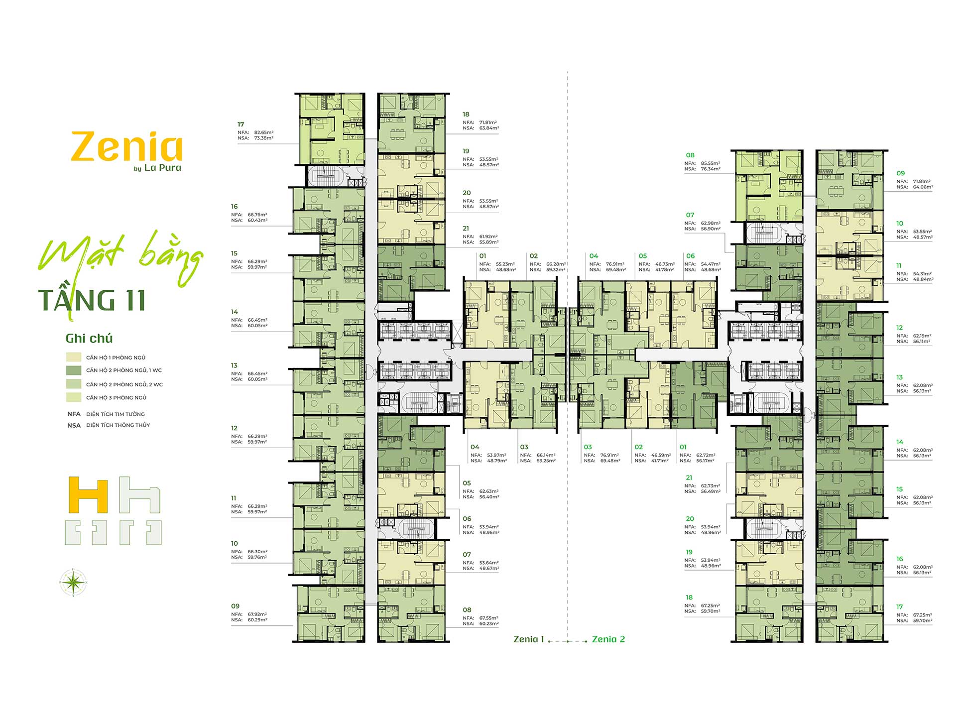 Mặt bằng Zenia by La Pura tầng 11