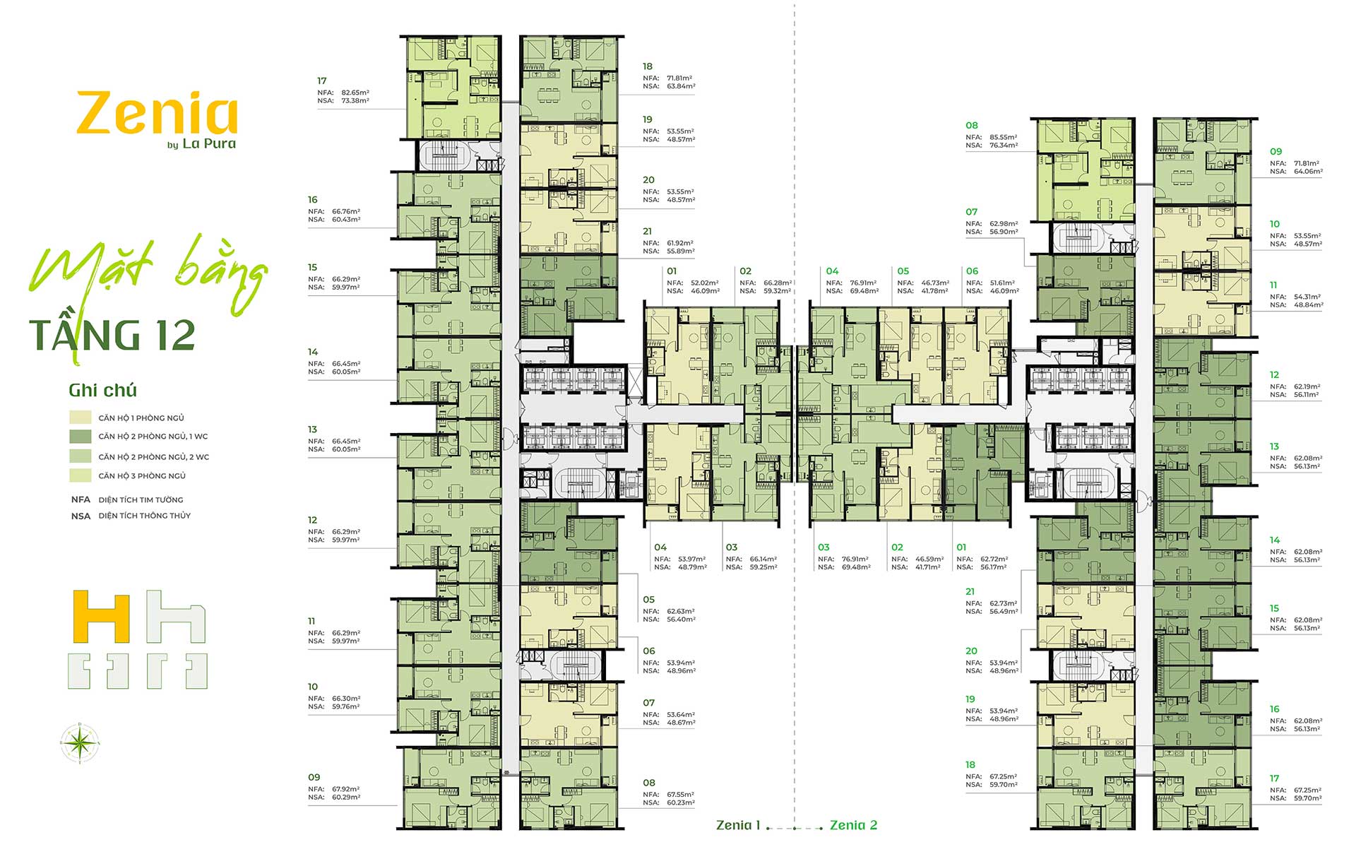 Mặt bằng Zenia by La Pura tầng 12