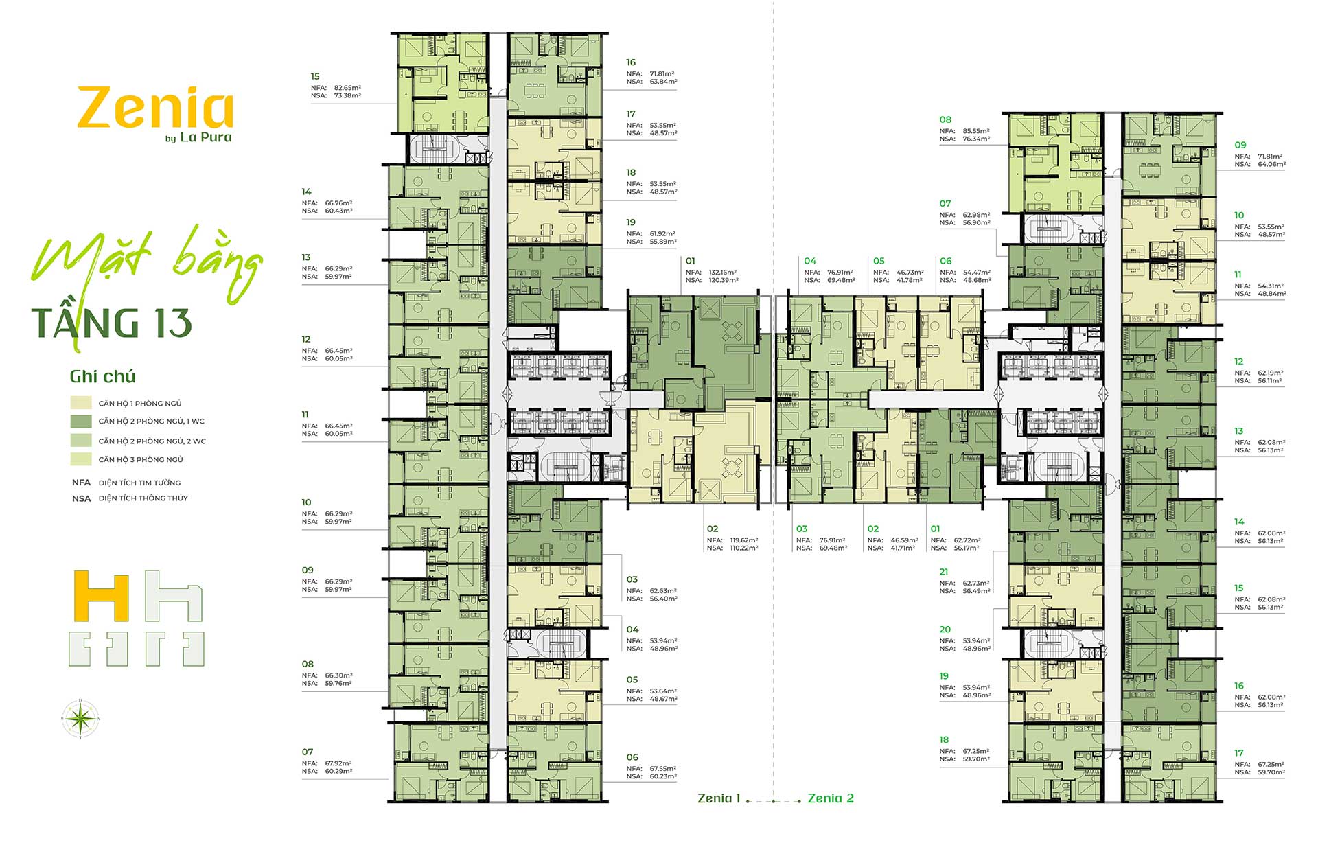 Mặt bằng Zenia by La Pura tầng 13