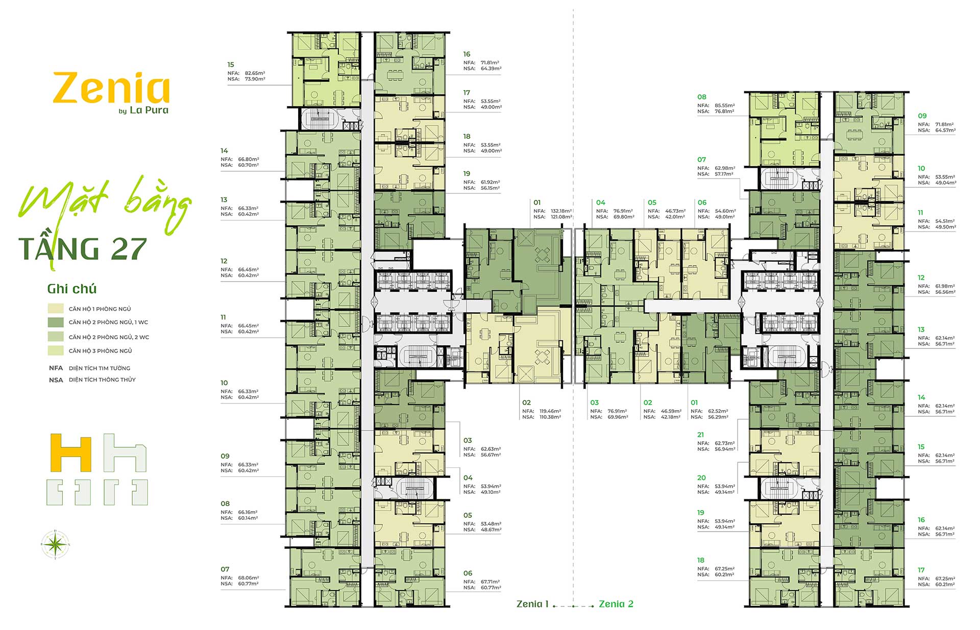 Mặt bằng Zenia by La Pura tầng 27