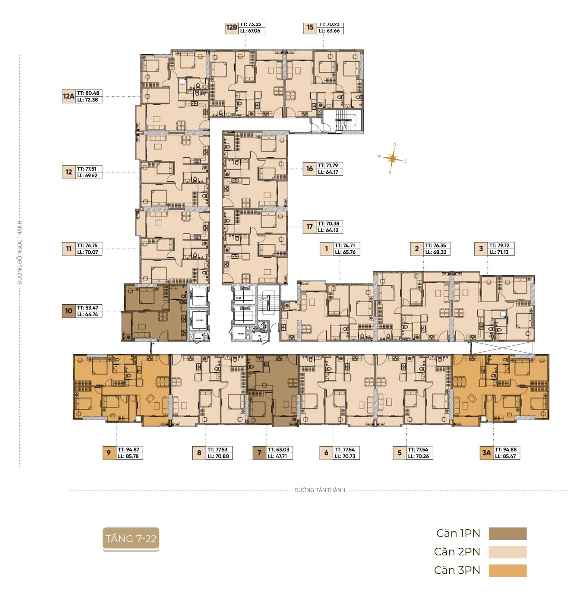Mặt bằng tầng 5 - 6 Legacy 66 Tân Thành