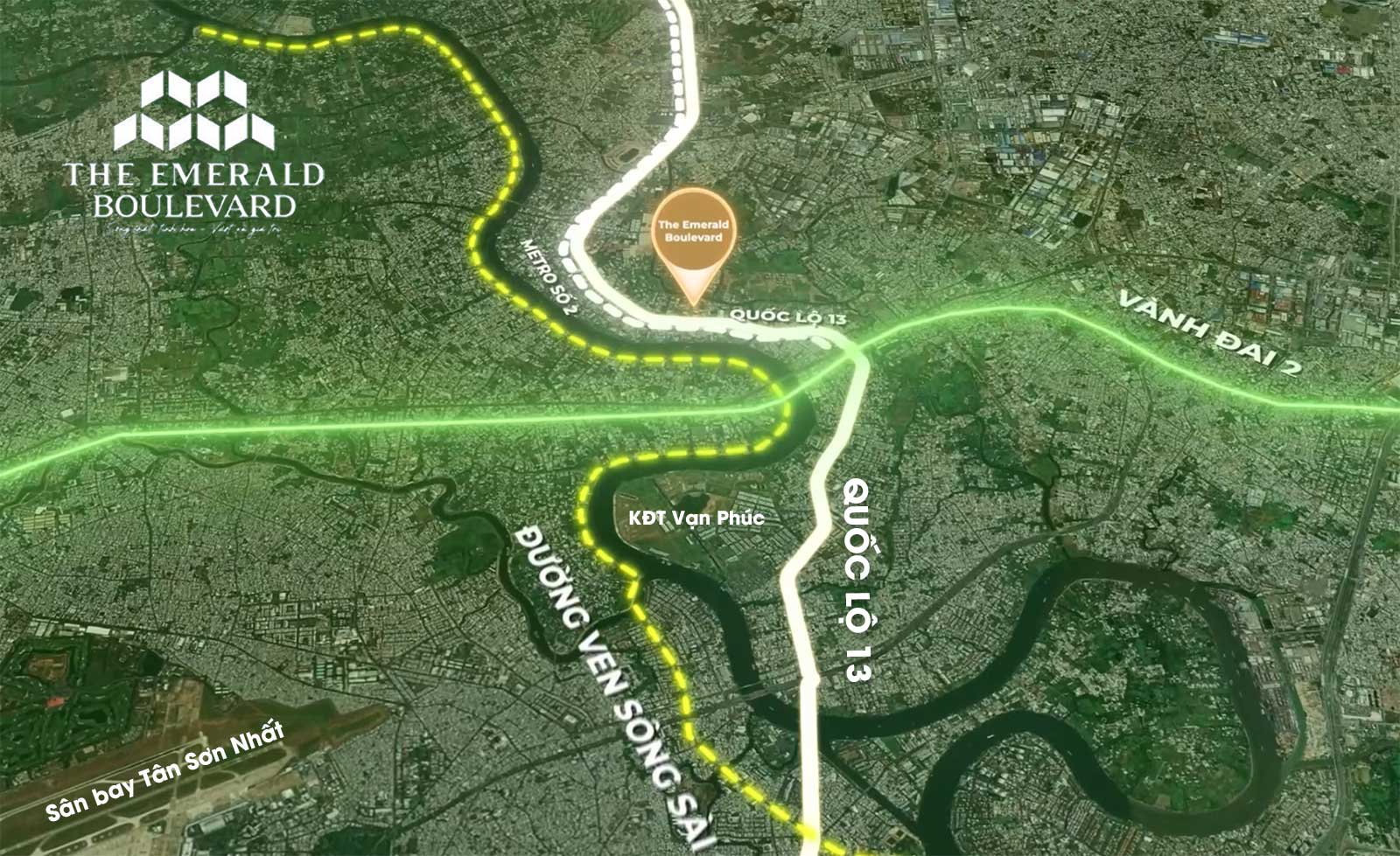 Vị tí The Emerald Boulevard mặt tiền Quốc lộ 13, Bình Dương