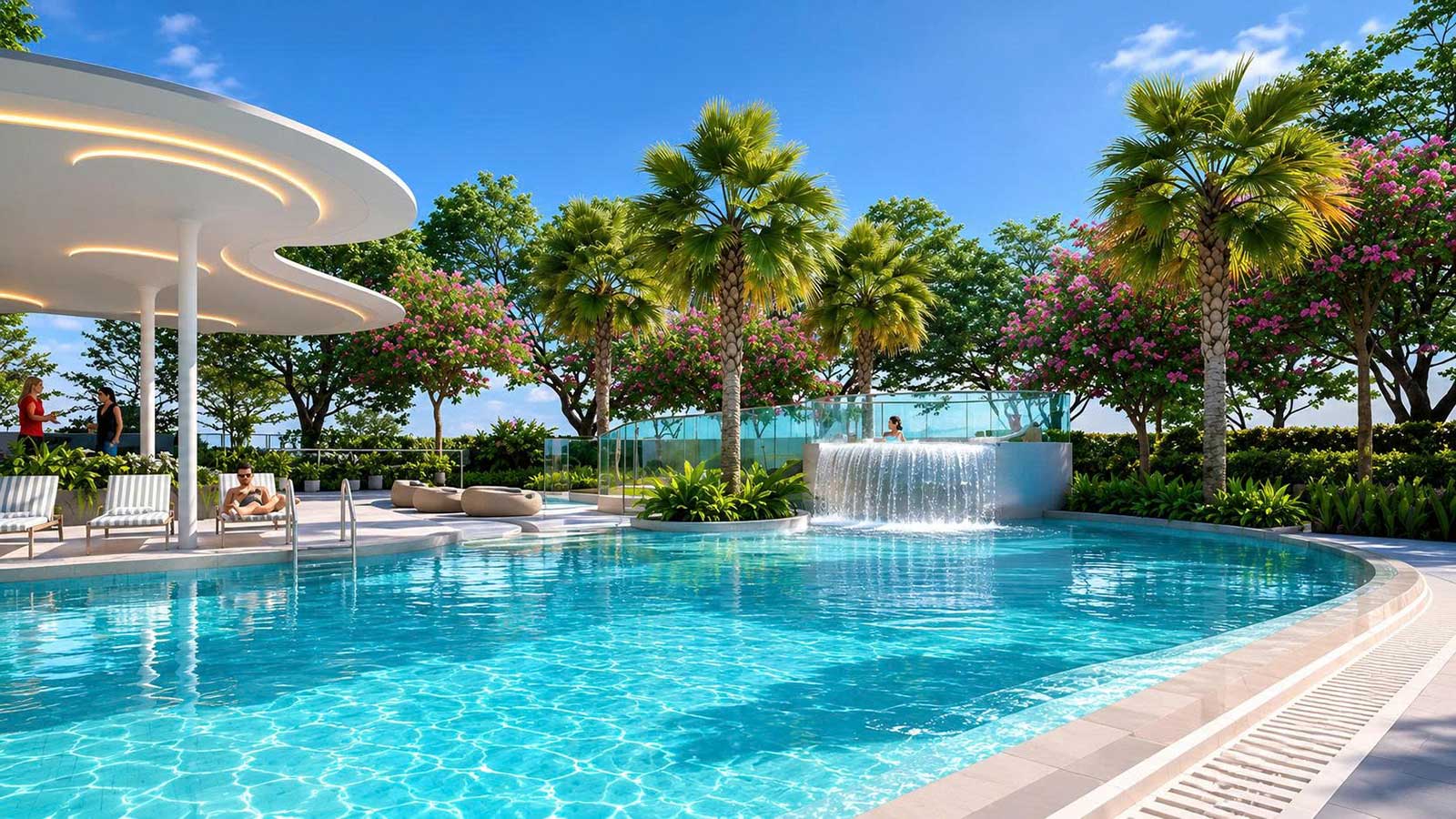 Hồ bơi Gladia Heights - Khu căn hộ cao cấp đầu tiên hợp tác phát triển bởi Keppel và Khang Điền