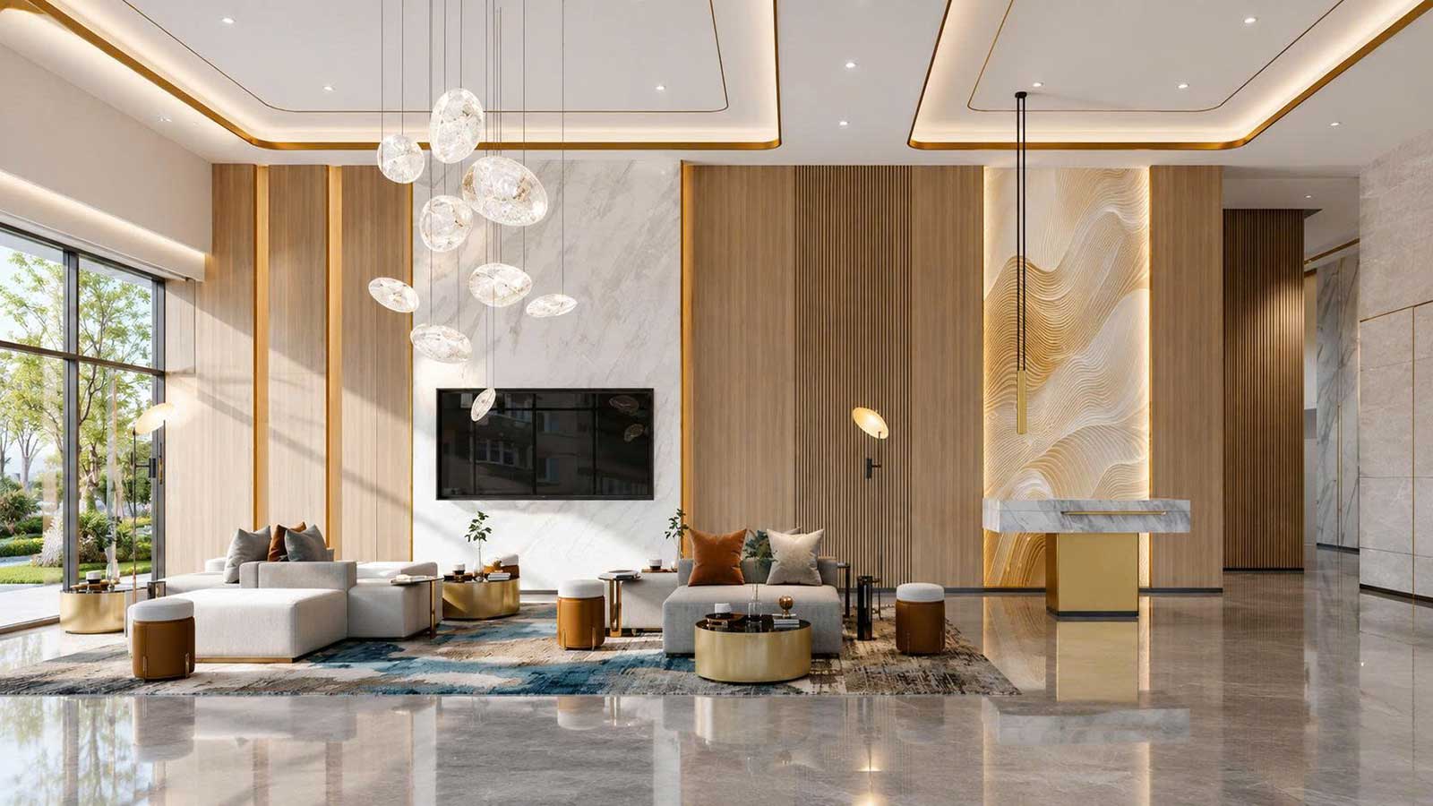 Sảnh đón cư dân Gladia Heights - Khu căn hộ cao cấp đầu tiên hợp tác phát triển bởi Keppel và Khang Điền