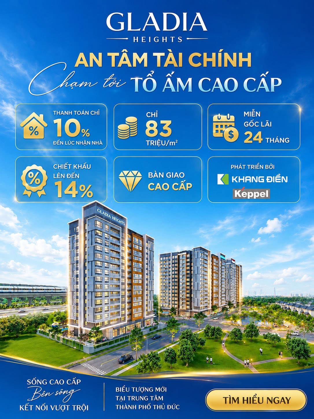 Gladia Heights - Khu căn hộ cao cấp đầu tiên hợp tác phát triển bởi Keppel và Khang Điền