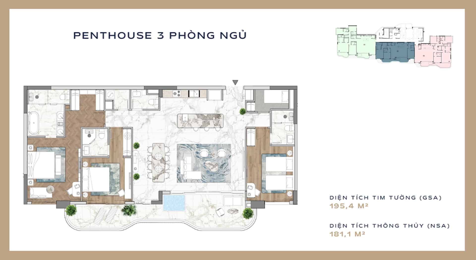 Layout Penthouse The Indochine at Meliá Hồ Tràm