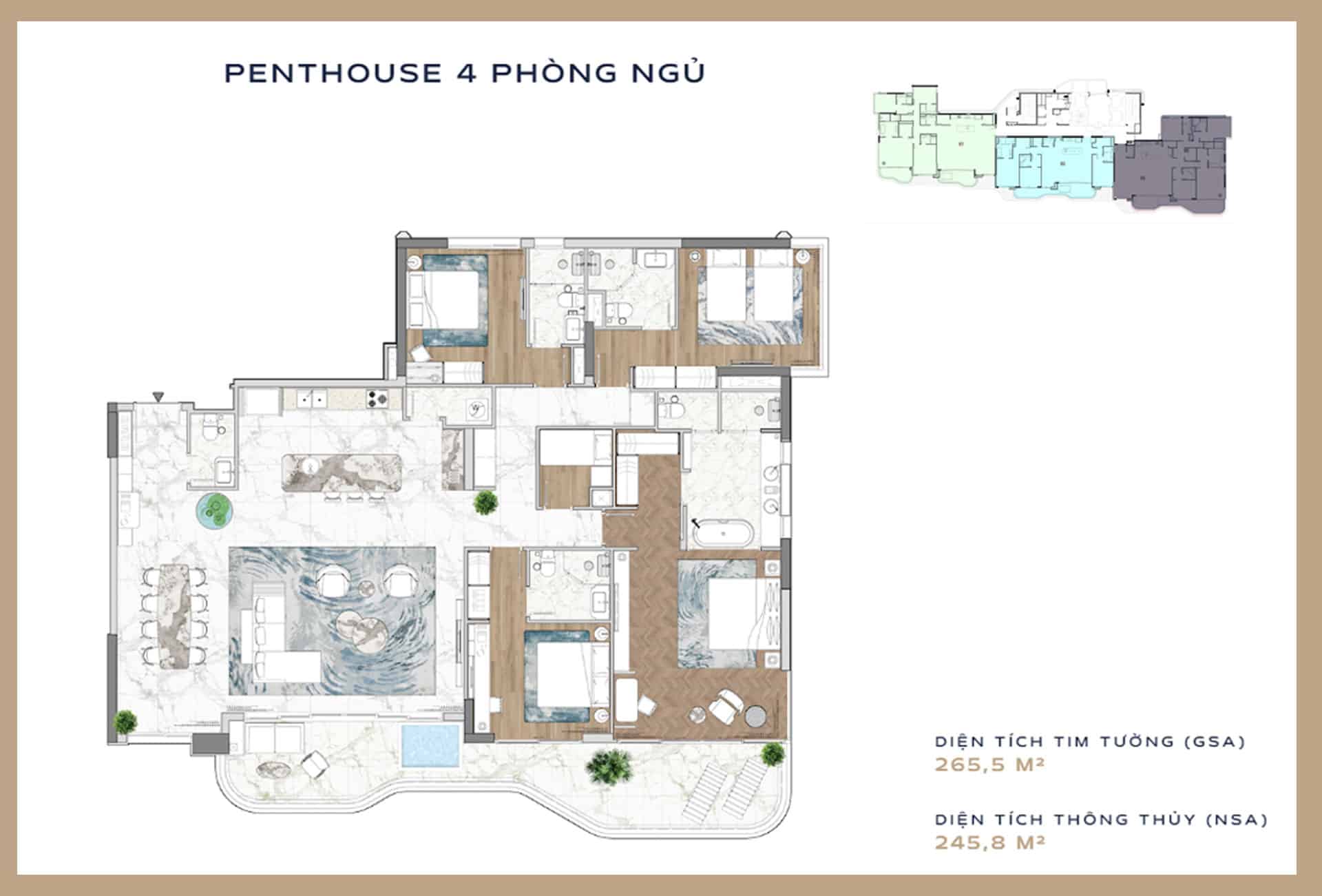 Layout Penthouse The Indochine at Meliá Hồ Tràm
