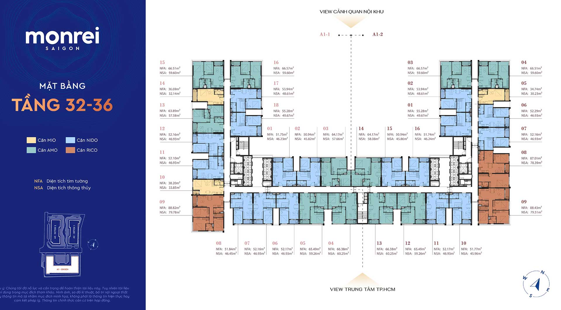 Mặt bằng tầng 32 - 36 căn hộ Monrei Saigon