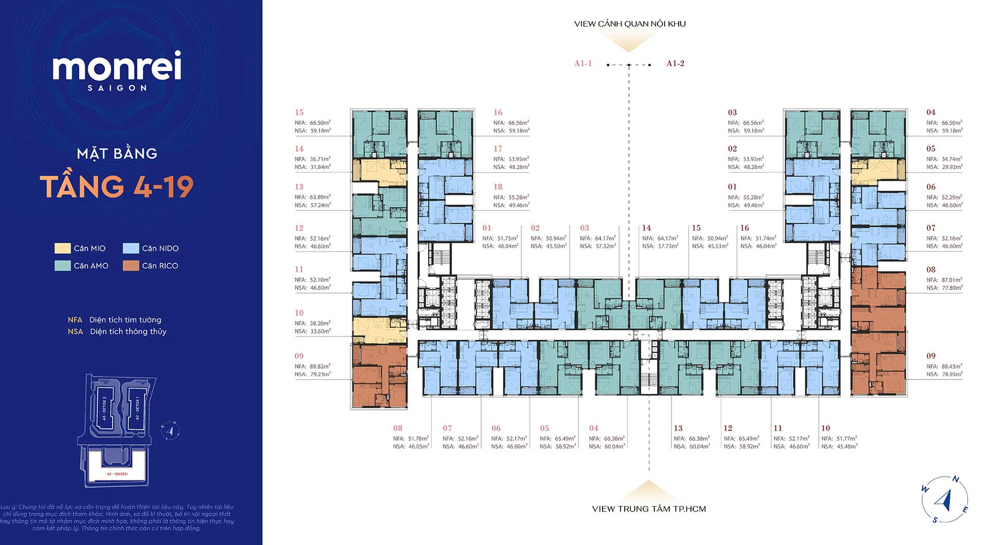 Mặt bằng tầng 4 - 19 căn hộ Monrei Saigon