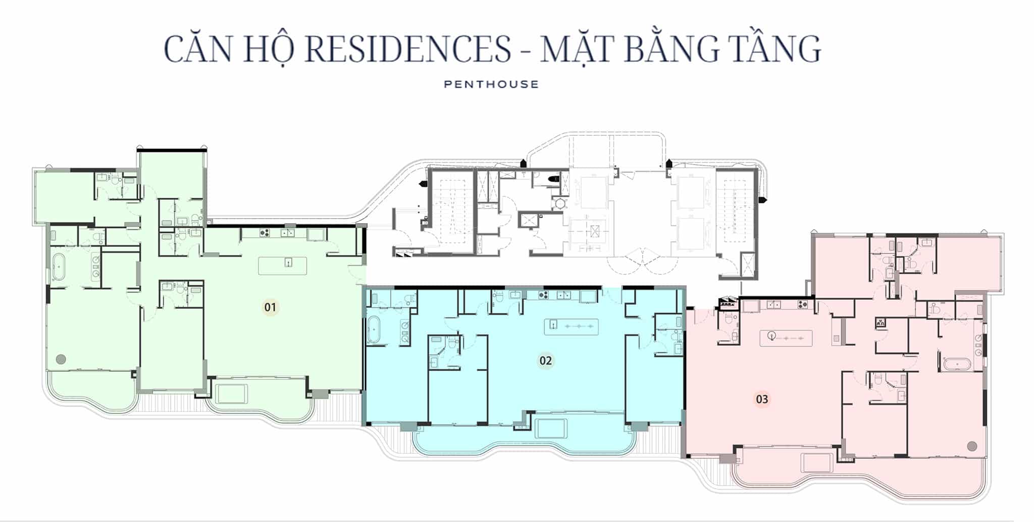 Mặt bằng tầng Penthouse ResidenceThe Indochine at Meliá Hồ Tràm 