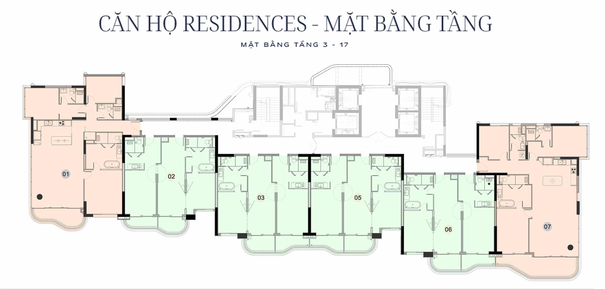 Mặt bằng tầng 3 - 17 ResidenceThe Indochine at Meliá Hồ Tràm sở hữu không gian cảnh quan nhiệt đới cùng phong cách nghỉ dưỡng 5 sao