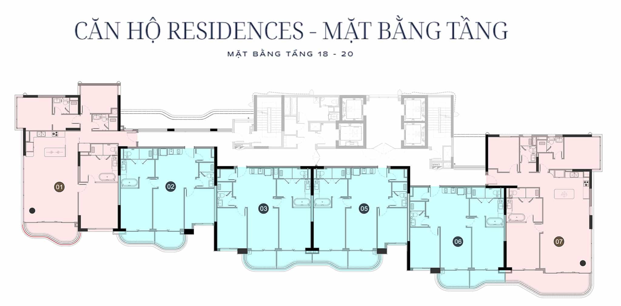 Mặt bằng tầng 18 - 20 ResidenceThe Indochine at Meliá Hồ Tràm 
