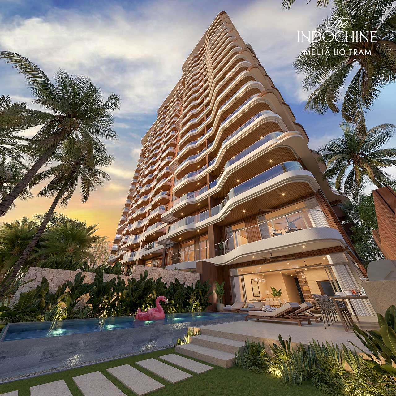 The Indochine at Meliá Hồ Tràm sở hữu không gian cảnh quan nhiệt đới cùng phong cách nghỉ dưỡng 5 sao