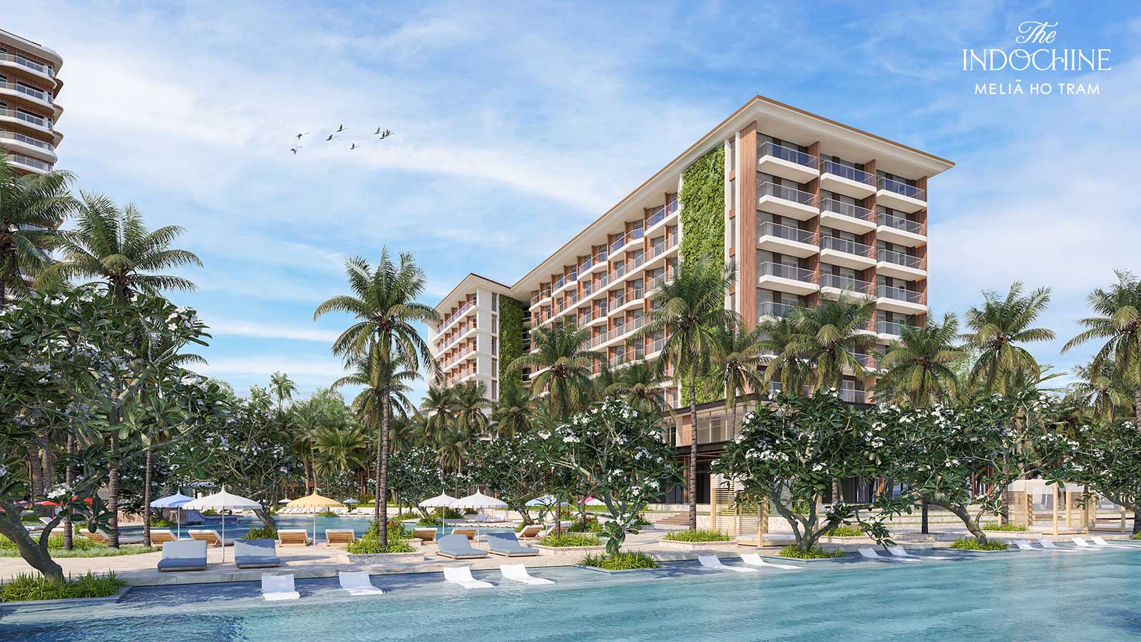 The Indochine at Meliá Hồ Tràm sở hữu không gian cảnh quan nhiệt đới cùng phong cách nghỉ dưỡng 5 sao
