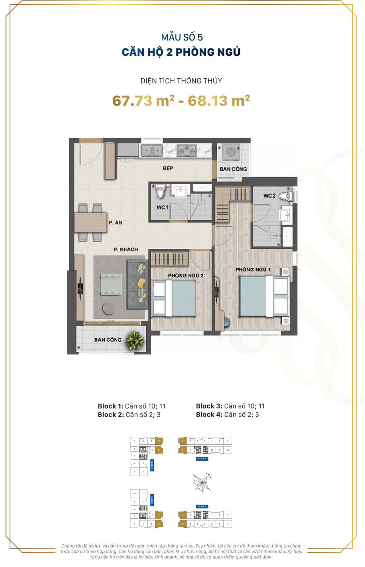 Layout căn hộ 2PN Victoria Village