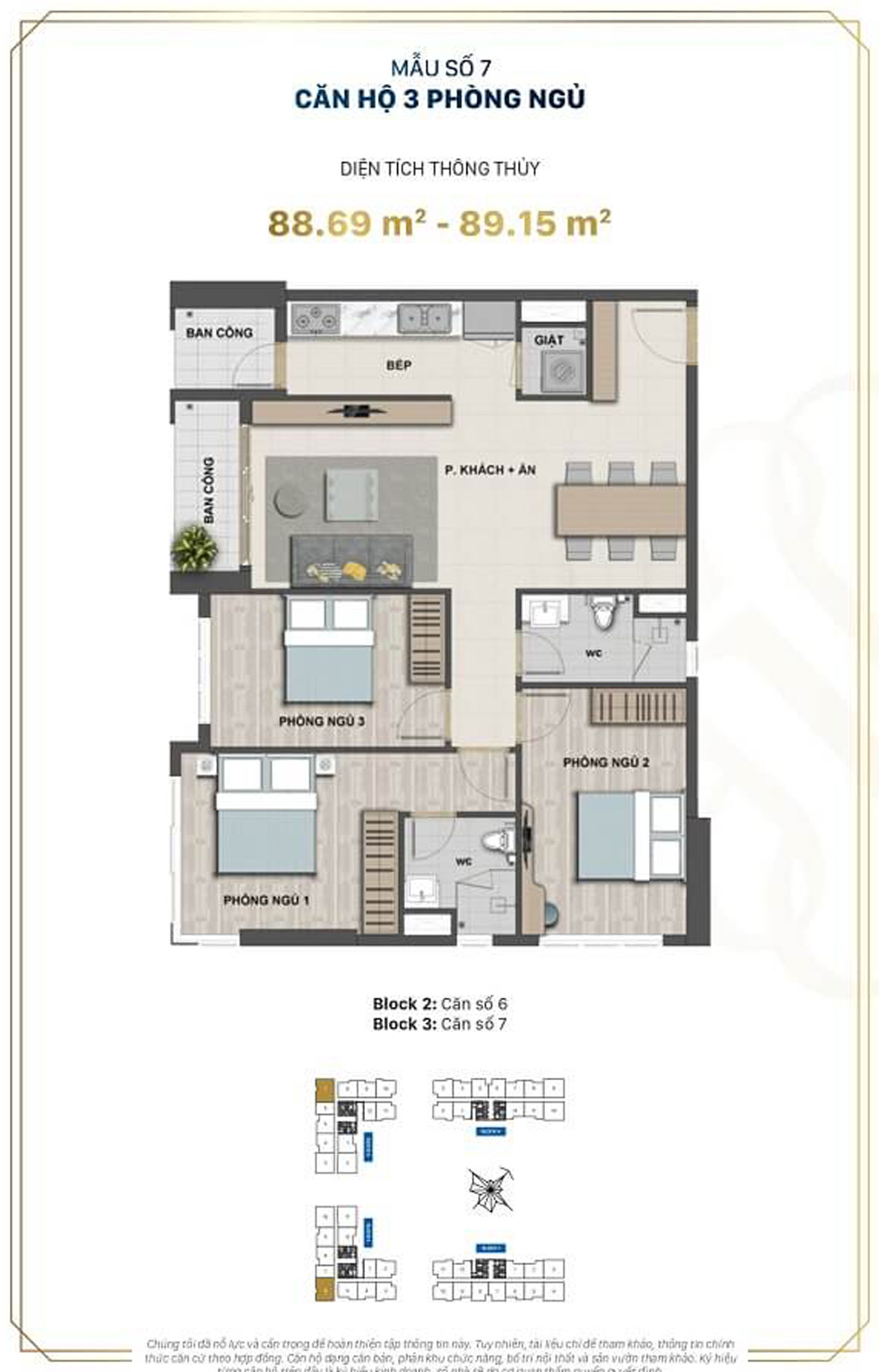 Layout căn hộ 3PN Victoria Village
