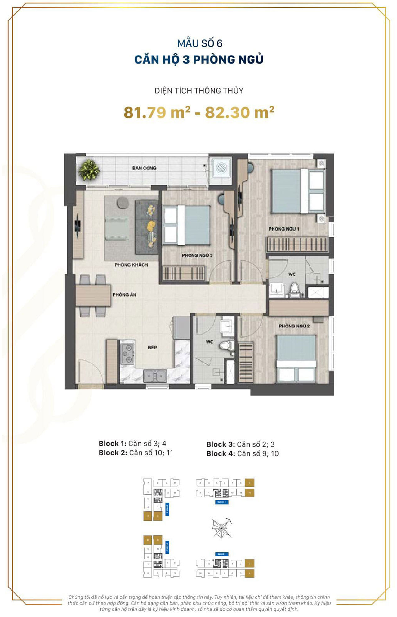 Layout căn hộ 3PN Victoria Village