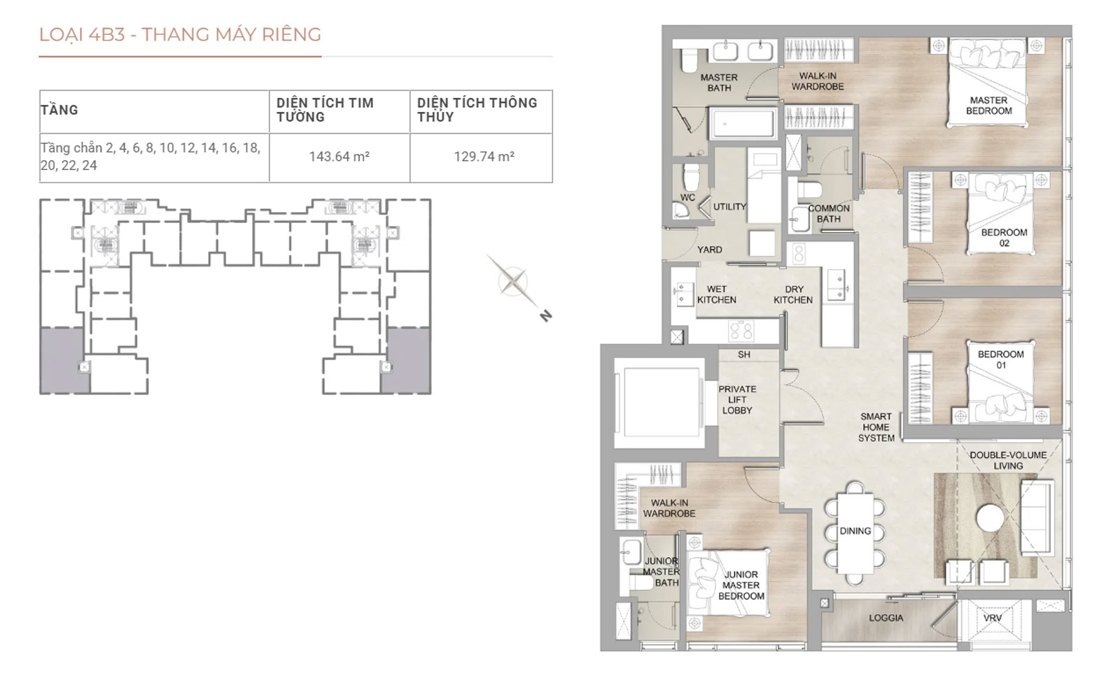 Layout căn hộ 4 phòng ngủ the marq quận 1