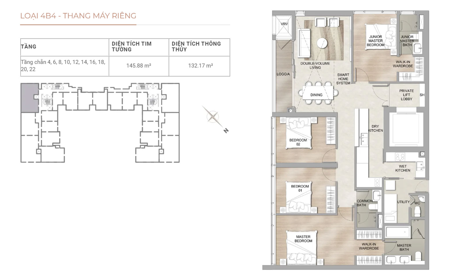 Layout căn hộ 4 phòng ngủ the marq quận 1