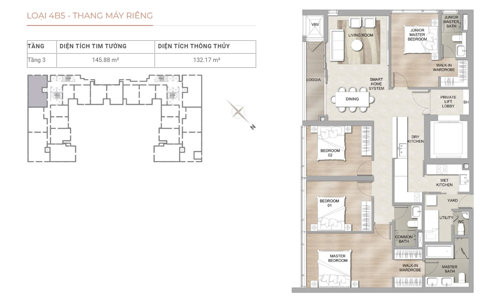 Layout căn hộ 4 phòng ngủ the marq quận 1