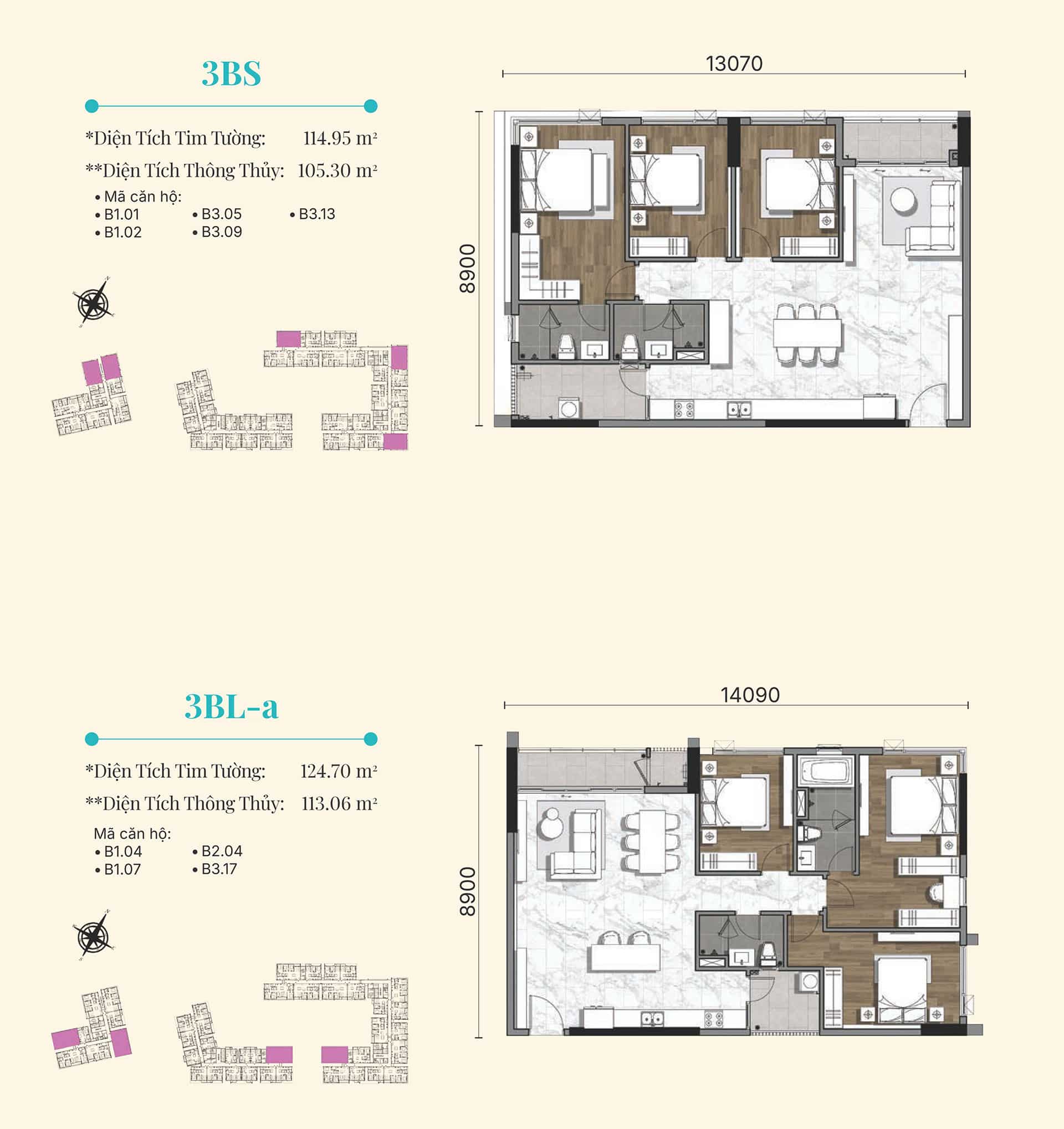 LAYOUT CĂN HỘ 3 PHÒNG NGỦ GLADIA HEIGHTS