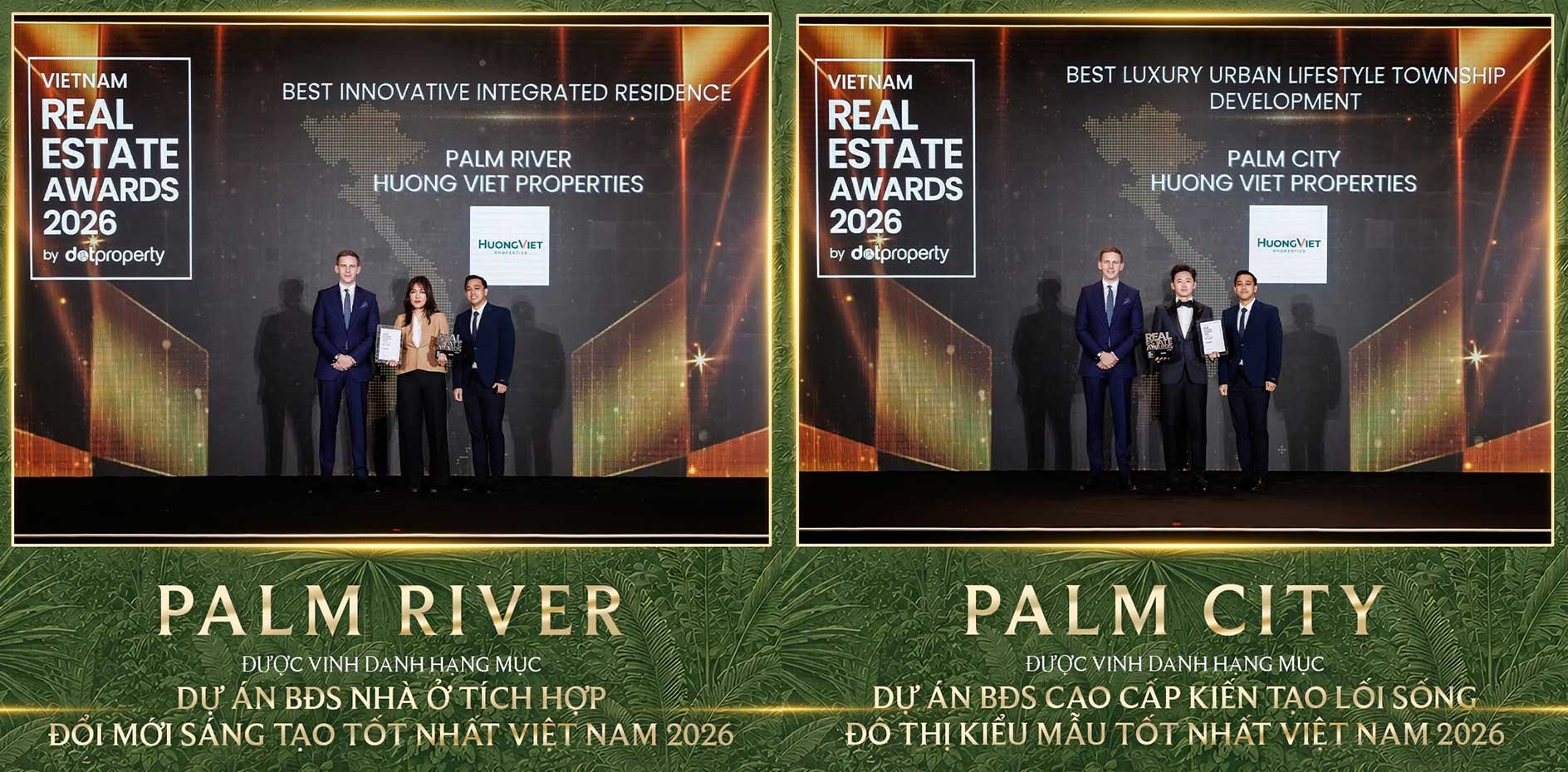 Dự án Palm City và phân khu Palm River của Hướng Việt Properties được xướng tên tại Dot Property Vietnam Awards 2026