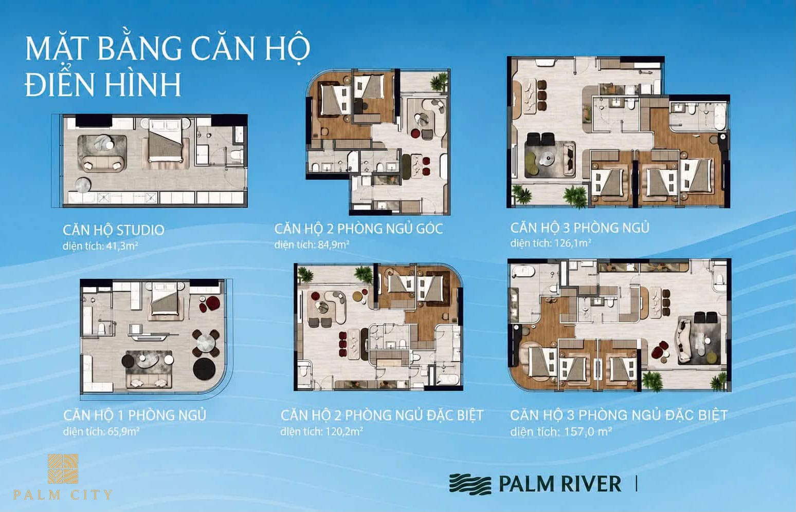 Mặt bằng Palm River – Căn hộ hạng sang giữa lòng khu đô thị nghỉ dưỡng Palm City