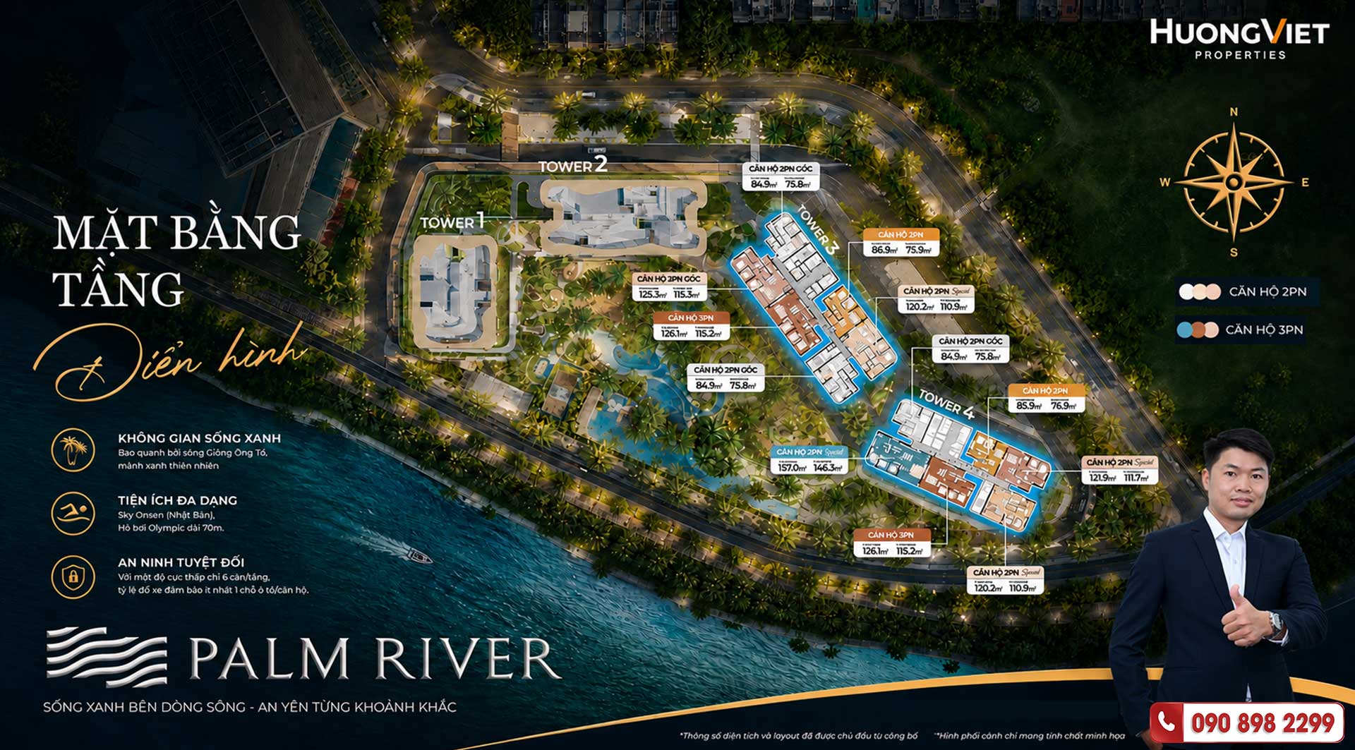 Mặt bằng Palm River - Căn hộ bên sông khu Nam Rạch Chiếc