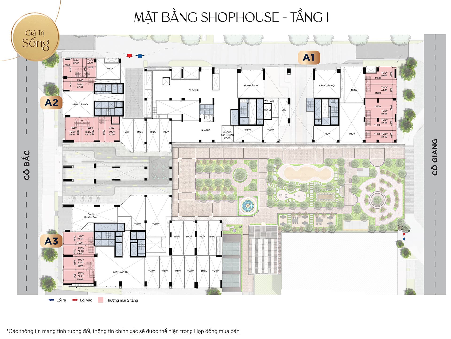 Mặt bằng Shophouse - Tầng 1 dự án The Grand Manhattan