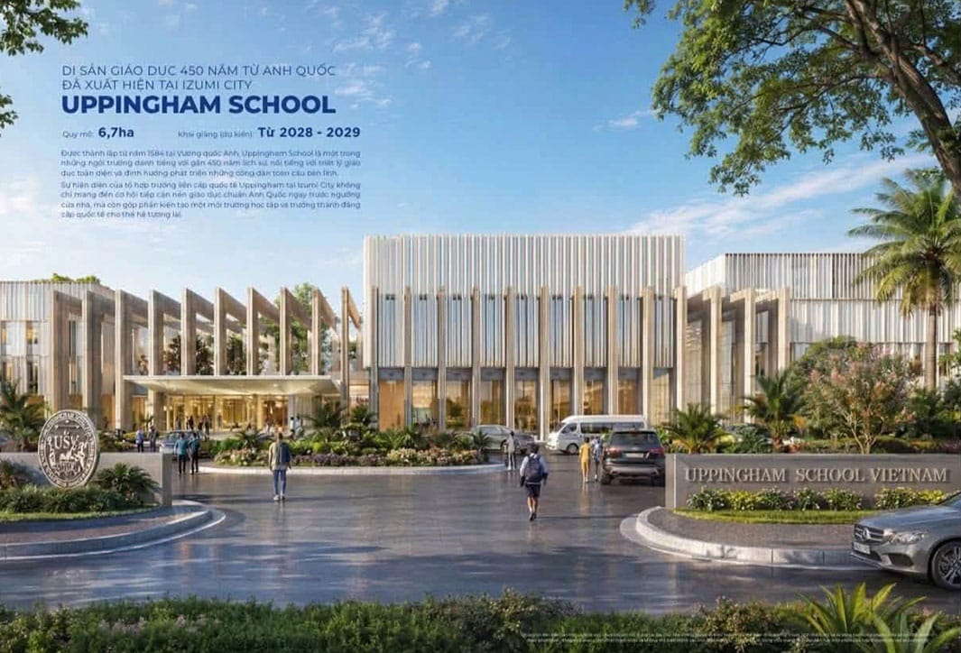 Phối cảnh trường quốc tế liên cấp Uppingham School trong nội khu Izumi City của tập đoàn Nam Long