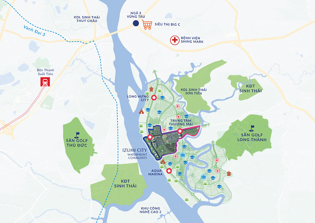 Vị trí dự án khu đô thị Izumi City tại Đồng Nai