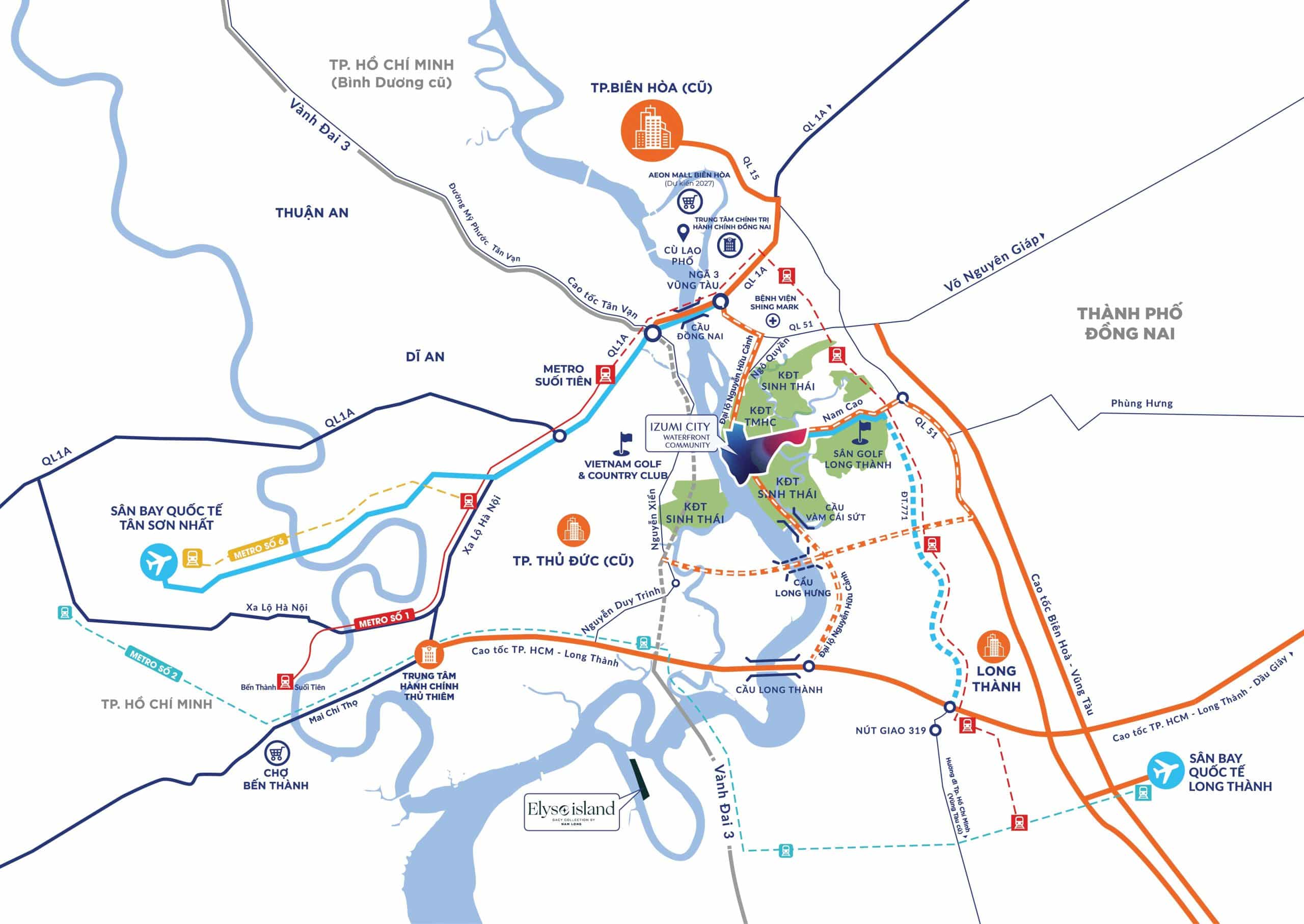 Vị trí dự án khu đô thị Izumi City tại Đồng Nai