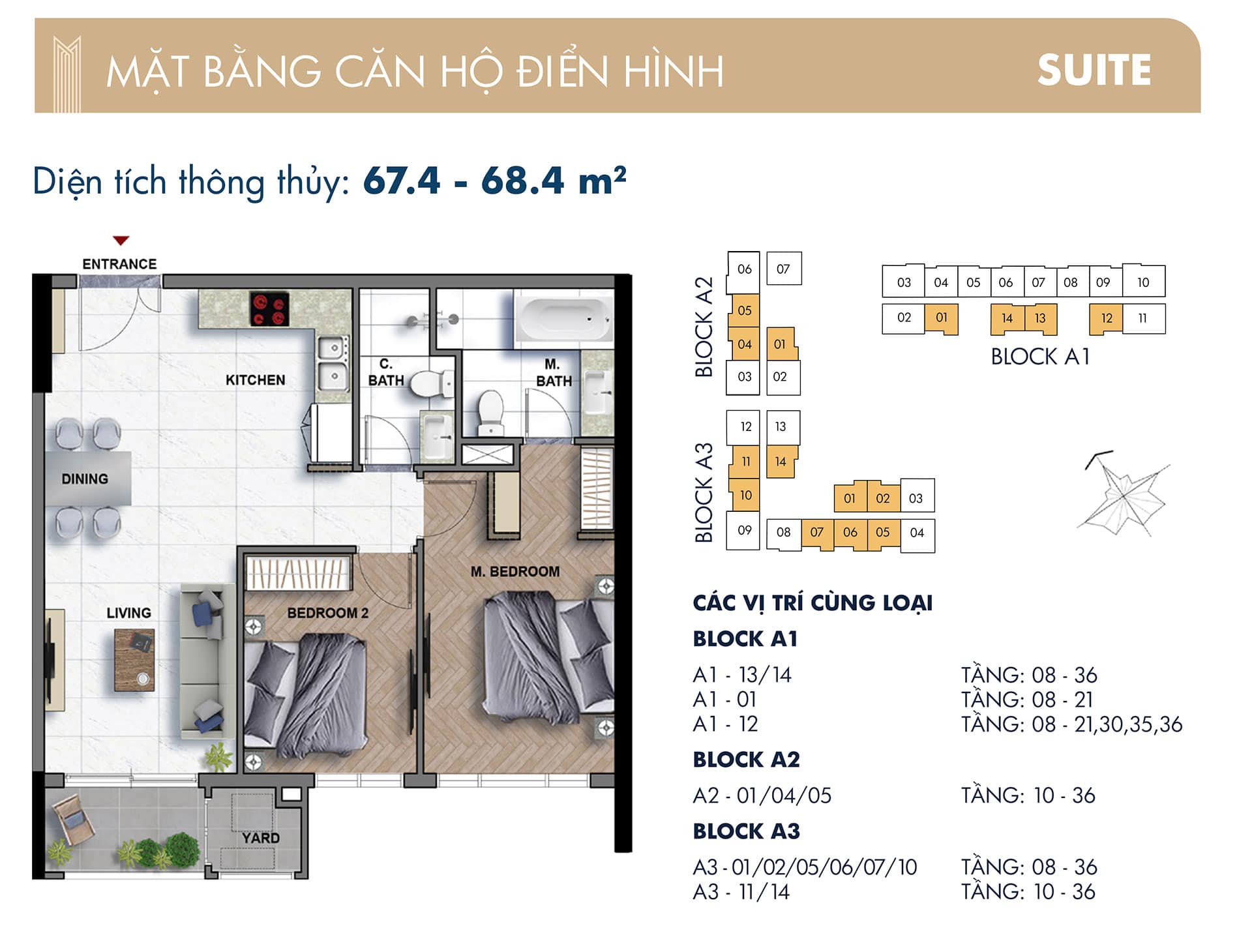 Layout mặt bằng 2 Phòng ngủ The Grand Manhattan