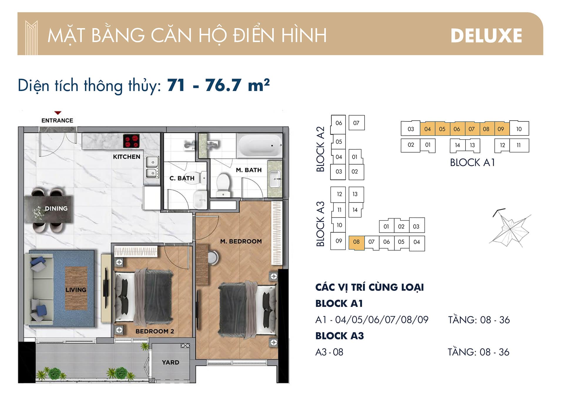 Layout mặt bằng 2 Phòng ngủ The Grand Manhattan